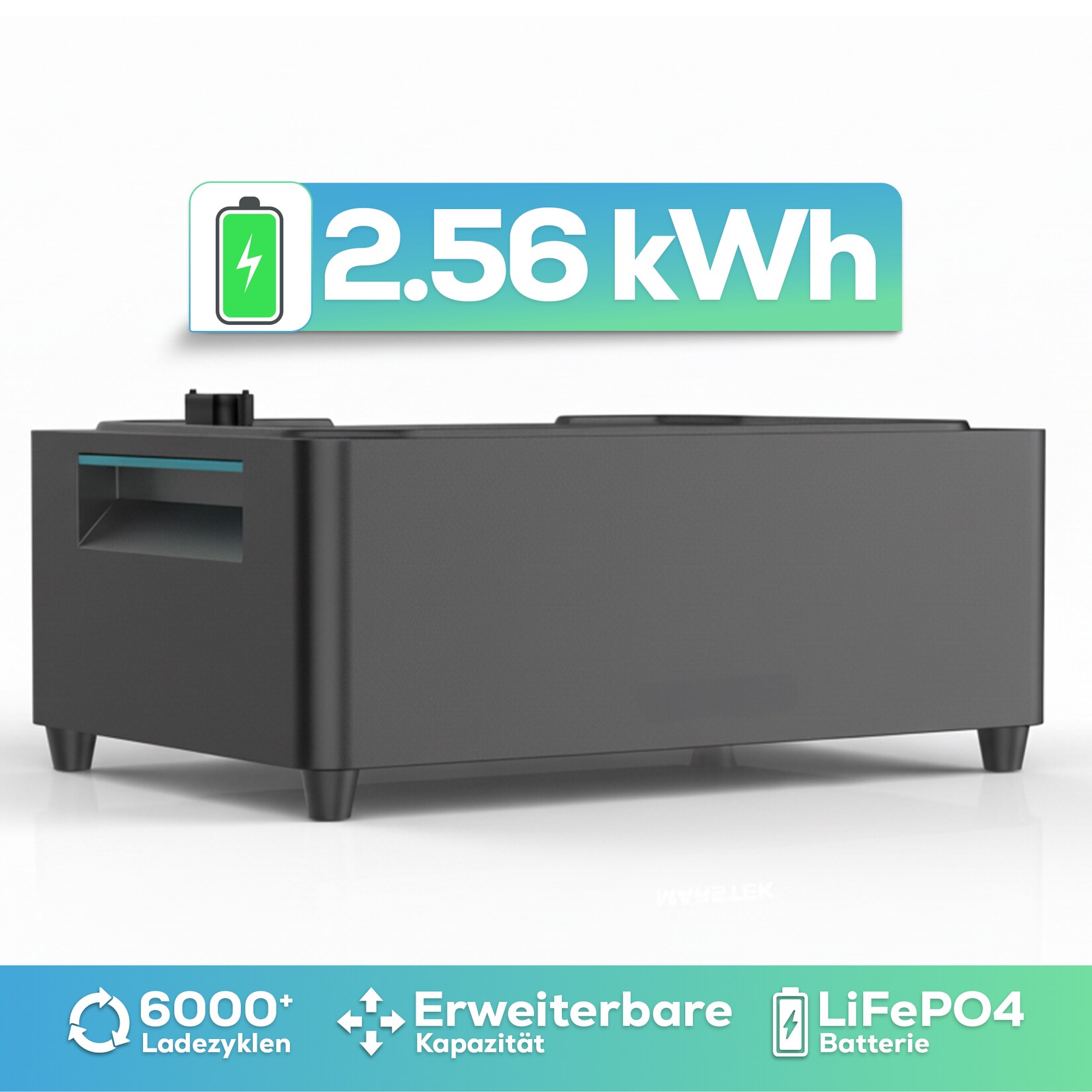 Speicher MARSTEK Jupiter C + Plus Erweiterungsakku Solarspeicher 2,56 kWh LiFePO4 Solarakku für PV Systeme Balkonkraftwerk, IP65, 6000 Zyklen, WIFI und Bluetooth, Solar-Batterie