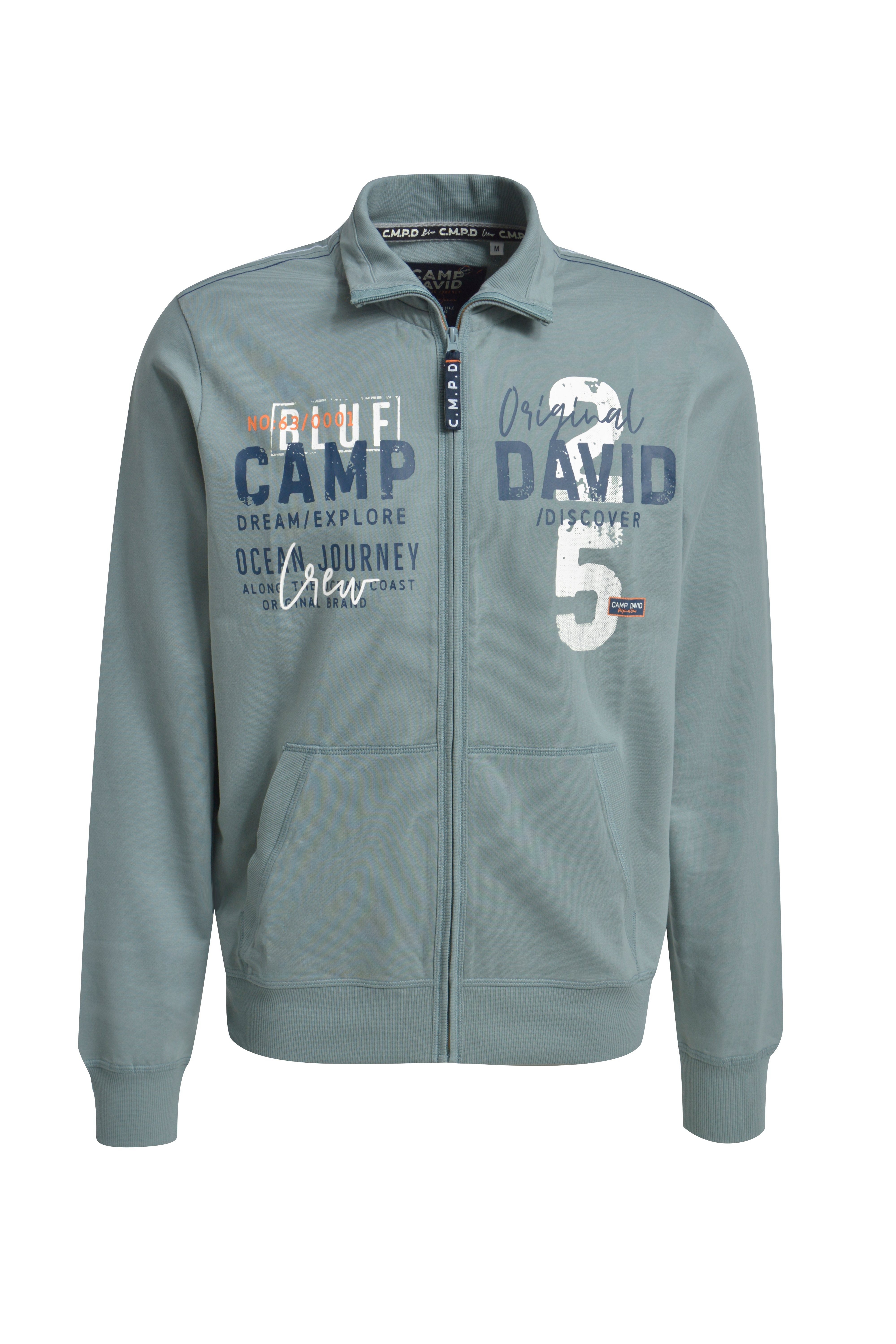Camp David Sweatjacke Zip grau Gr. M - Bild 1