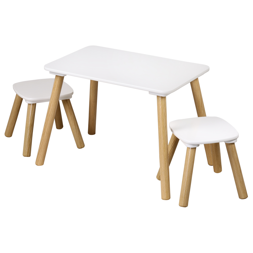 1 Kindertisch mit 2 Stühlen; weiß FSC