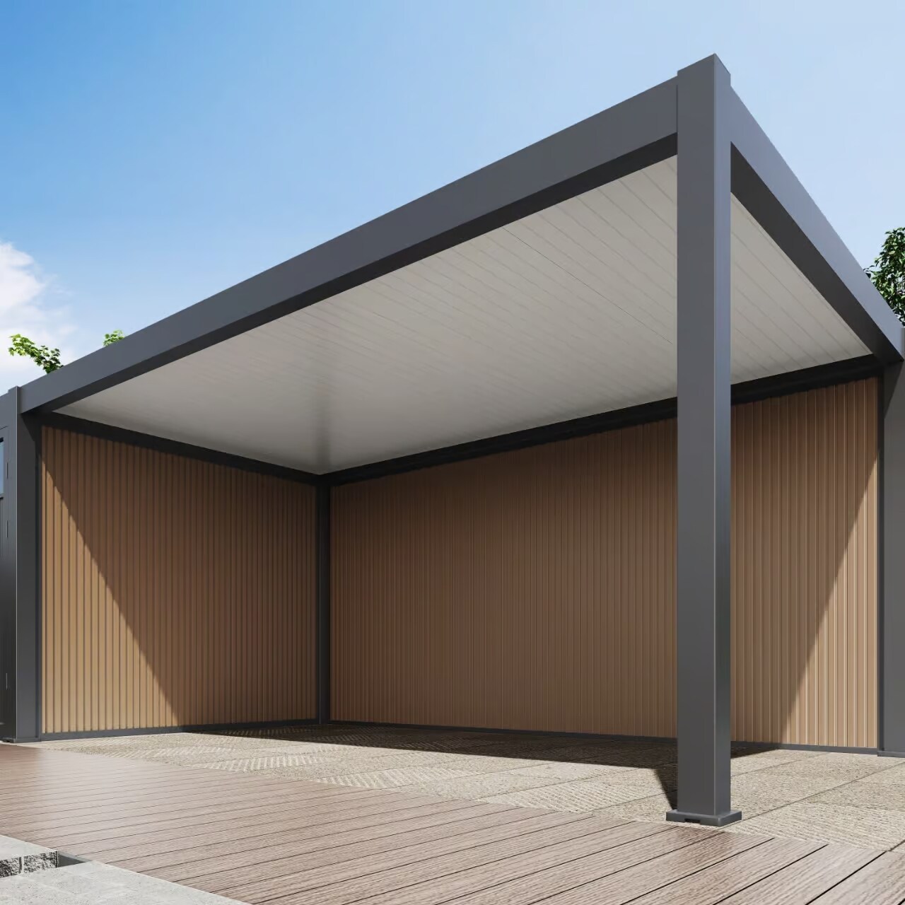Pergoline WPC Wand Carport 3 Meter