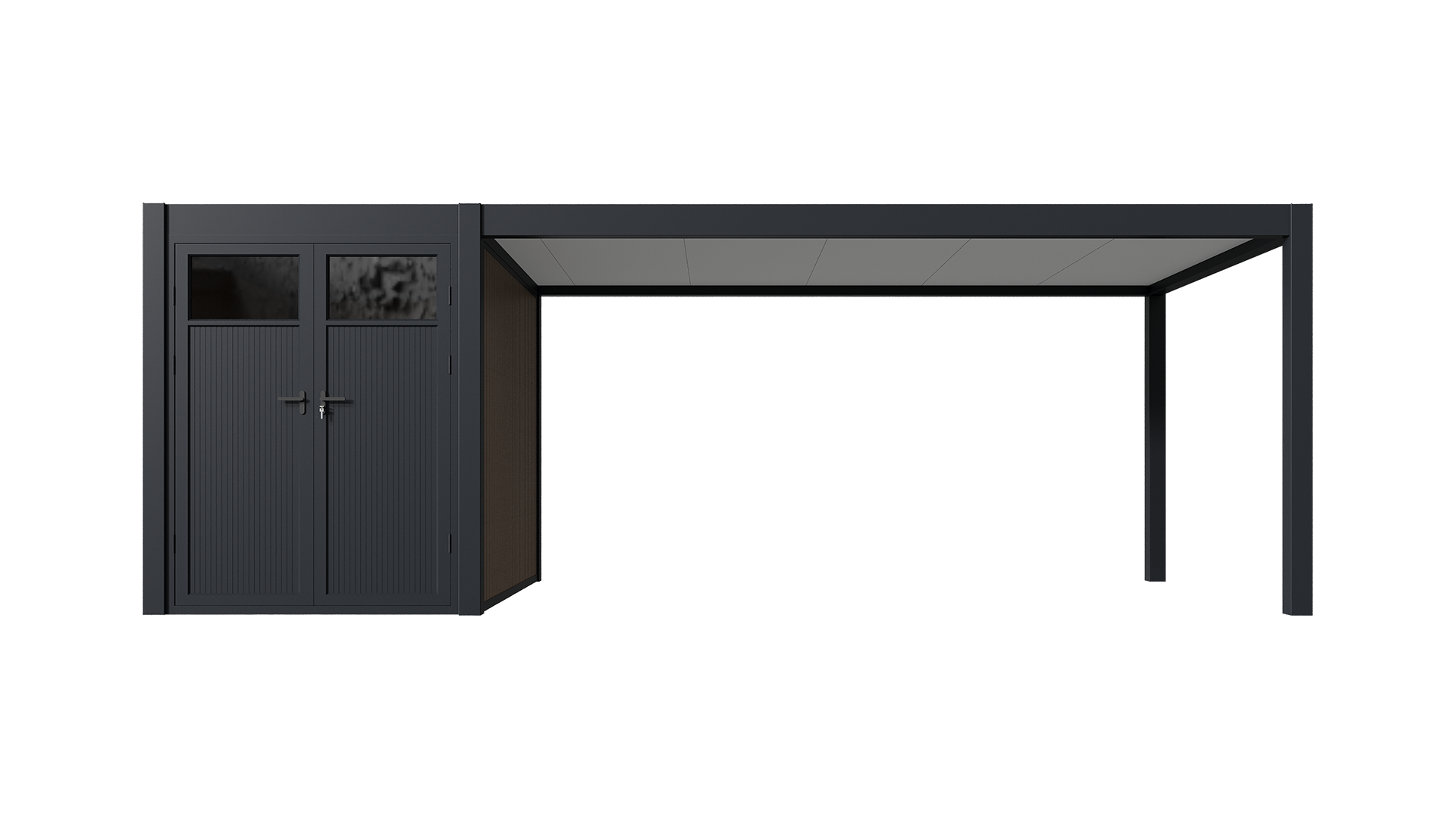 Pergoline Carport aus Aluminium mit Schuppen 3 m x 7,2 m anthrazit - Bild 1