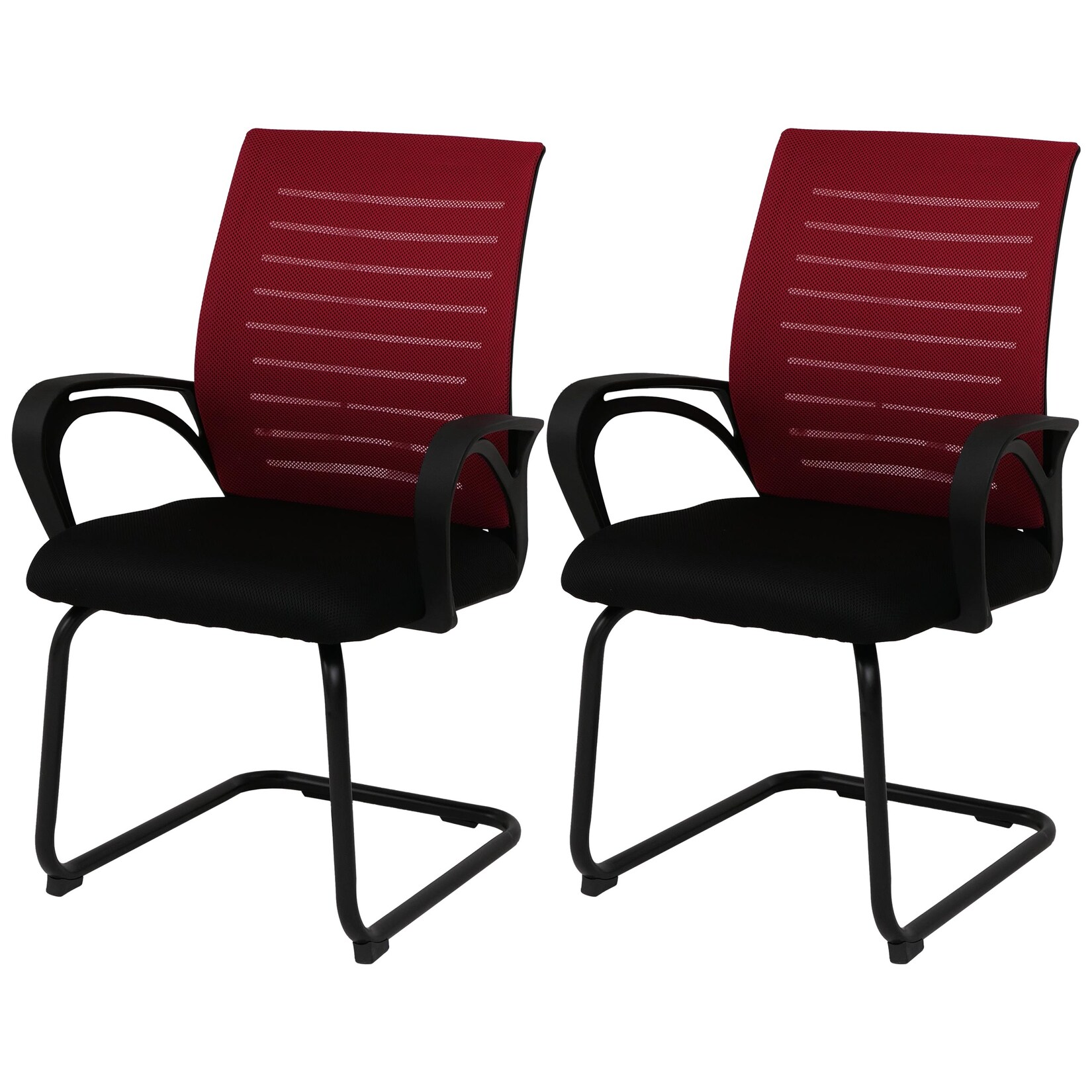 2er-Set Esszimmerstuhl MCW-K51, Stuhl Armlehne, Stoff/Textil (250g/m²) MVG ~ rot, Gestell schwarz