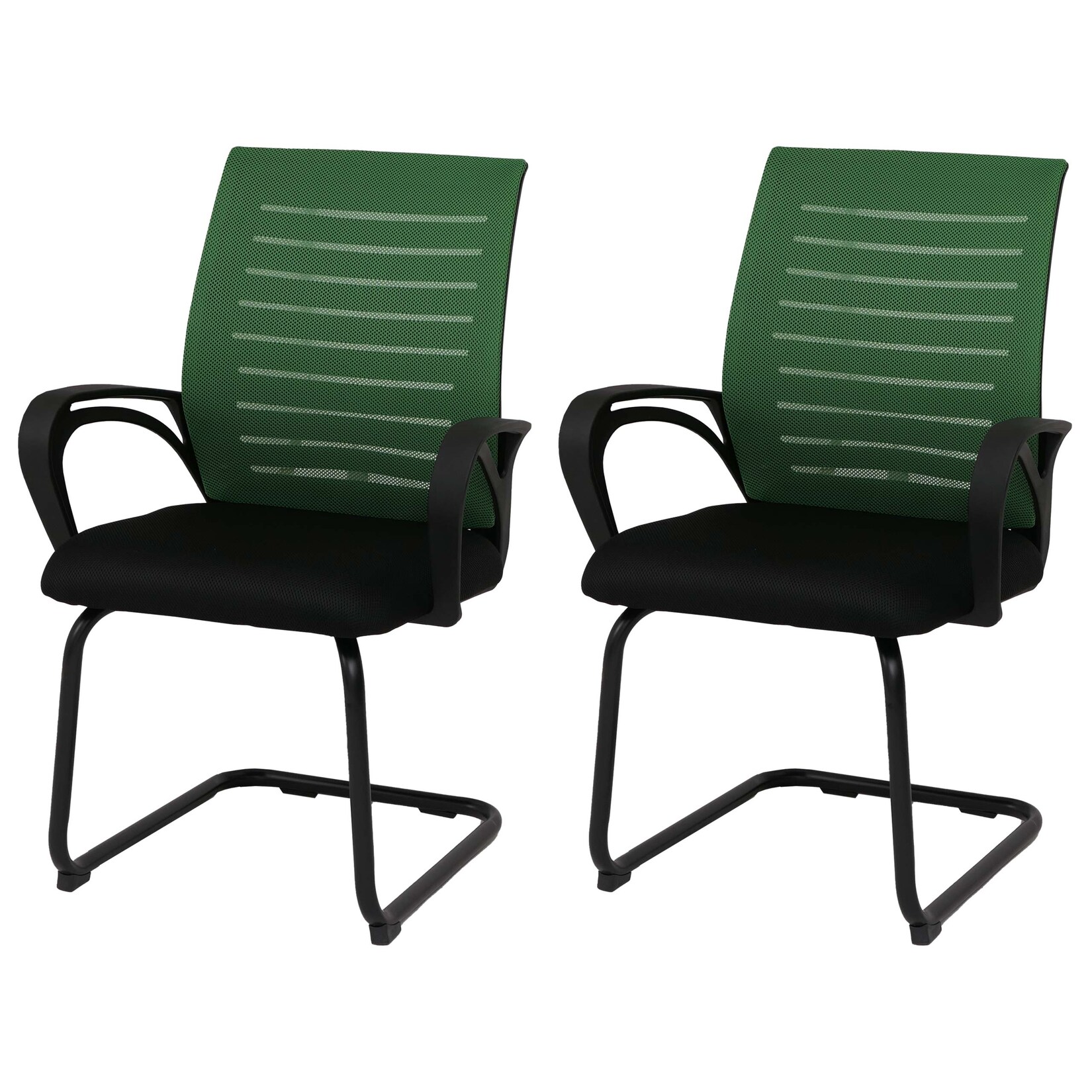 2er-Set Esszimmerstuhl MCW-K51, Stuhl Armlehne, Stoff/Textil (250g/m²) MVG ~ grün, Gestell schwarz