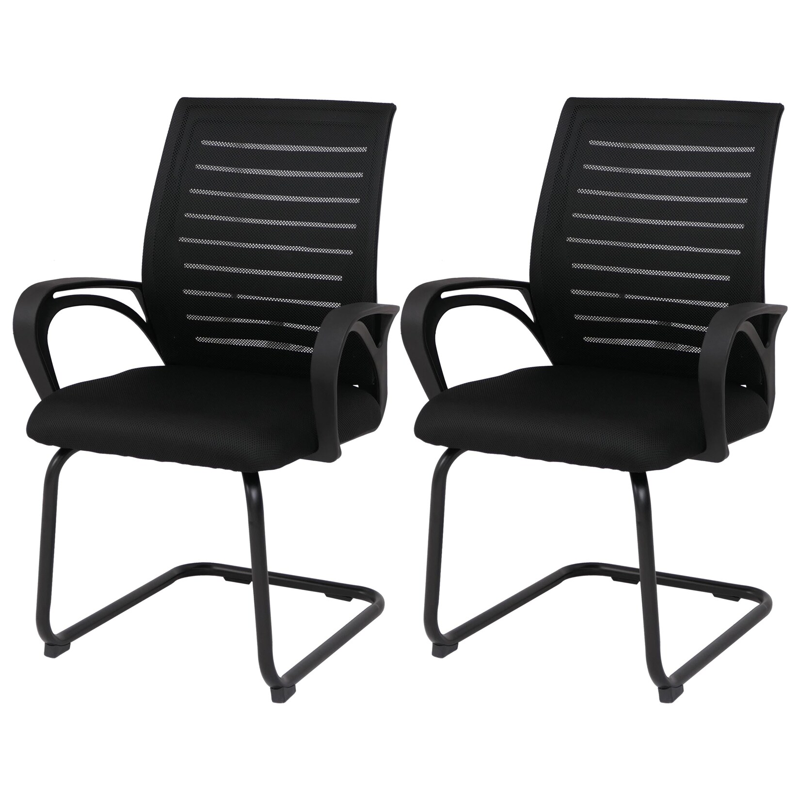 2er-Set Konferenzstuhl MCW-K51, Besucherstuhl Freischwinger, Stoff/Textil (250g/m²) MVG ~ schwarz, Gestell schwarz