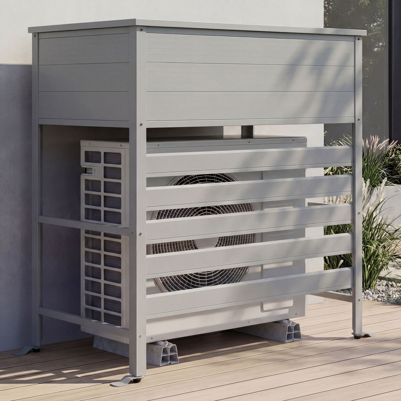 Aluminium Verkleidung für Klimaanlage/Wärmetauscher -P94, Abdeckung Aufbewahrungsbox 110x96x43cm ~ grau