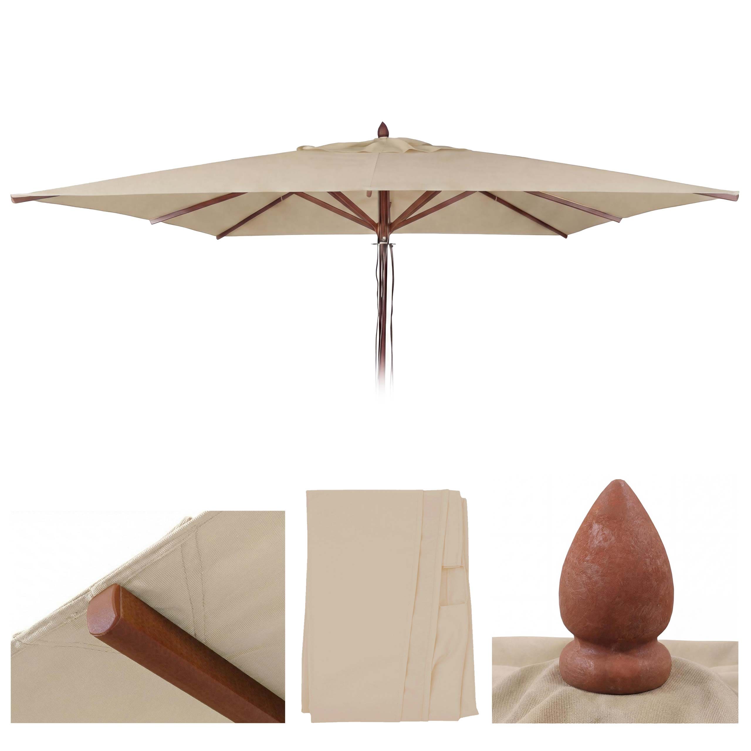 Ersatz-Bezug f&uuml;r Gastronomie Holz-Sonnenschirm MCW-C57b, Sonnenschirmbezug, eckig 4x4m Polyester ~ creme - Bild 1