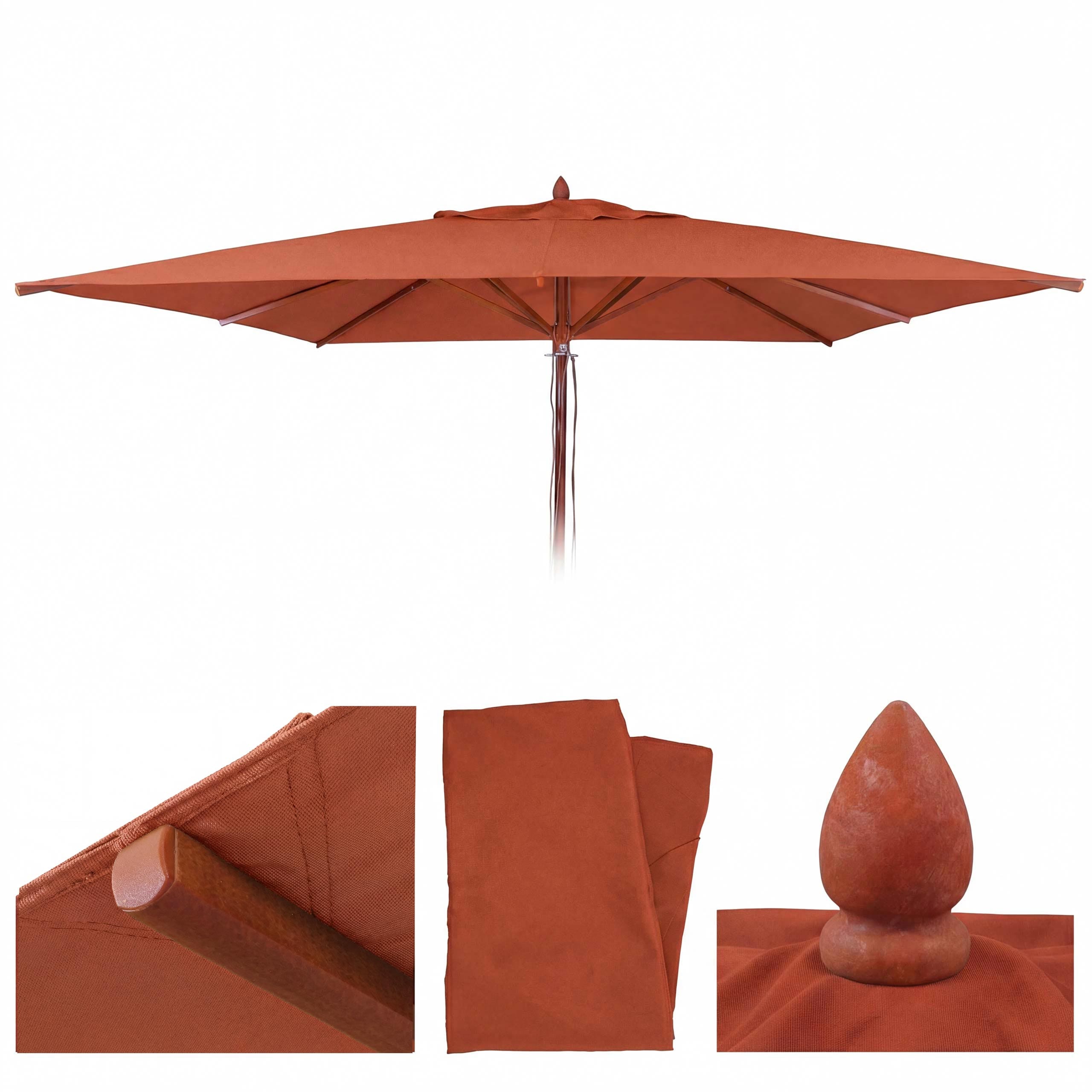 Ersatz-Bezug f&uuml;r Gastronomie Holz-Sonnenschirm MCW-C57b, Sonnenschirmbezug, eckig 4x4m Polyester ~ terrakotta - Bild 1