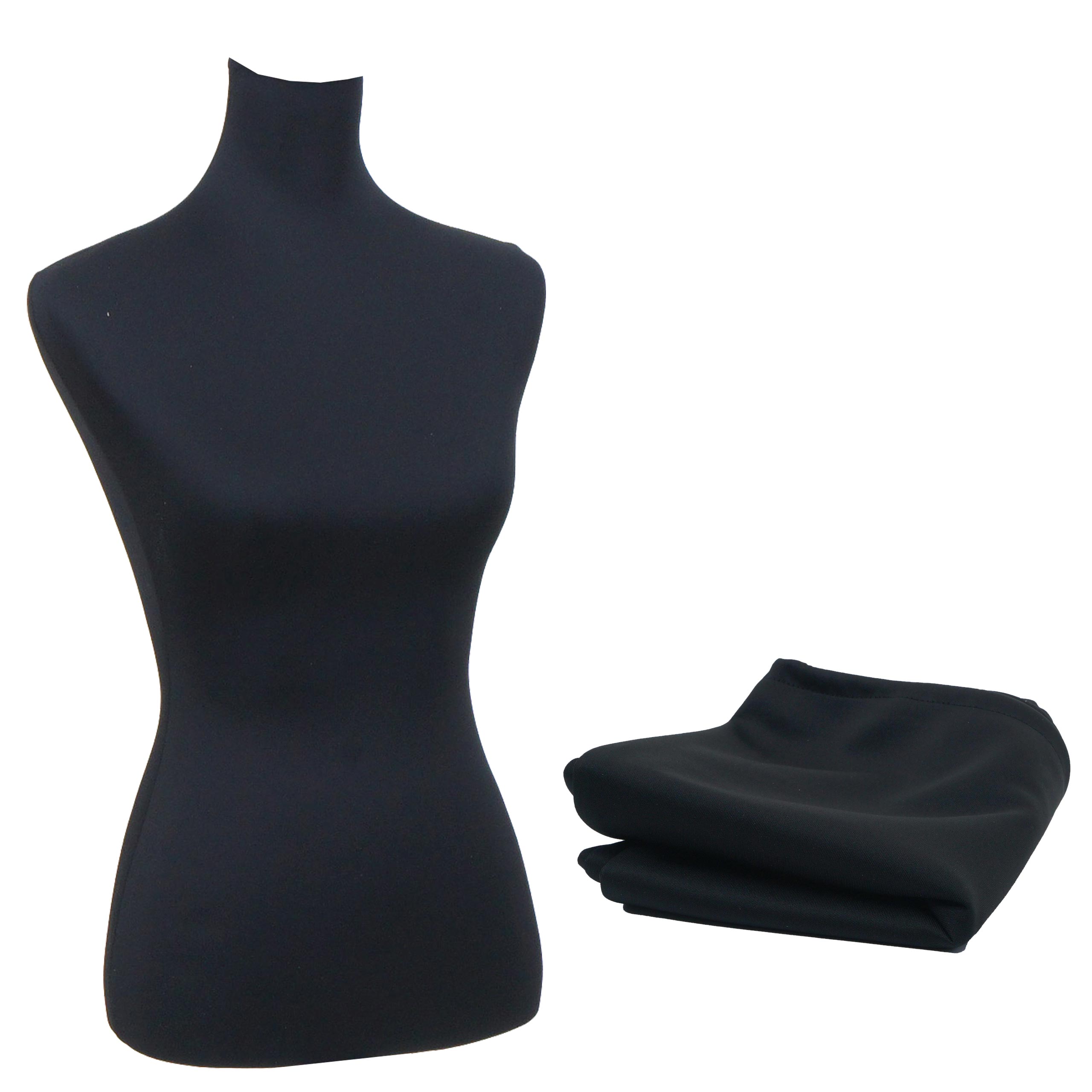Ersatz-Bezug f&uuml;r Schneiderpuppe MCW-Q24, Stoff&uuml;berzug Schneiderpuppenbezug, Stoff/Textil ~ schwarz - Bild 1