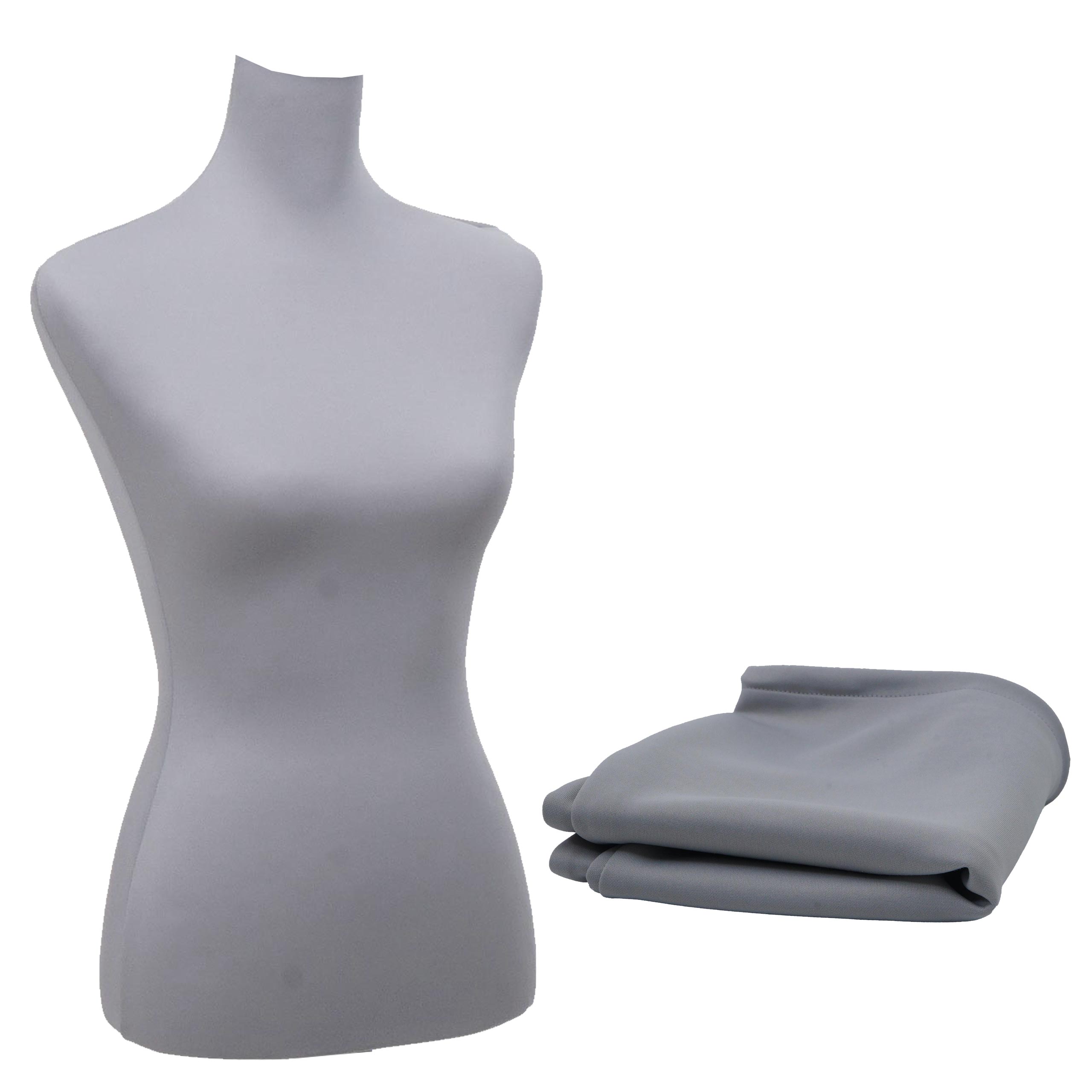Ersatz-Bezug f&uuml;r Schneiderpuppe MCW-Q24, Stoff&uuml;berzug Schneiderpuppenbezug, Stoff/Textil ~ grau - Bild 1