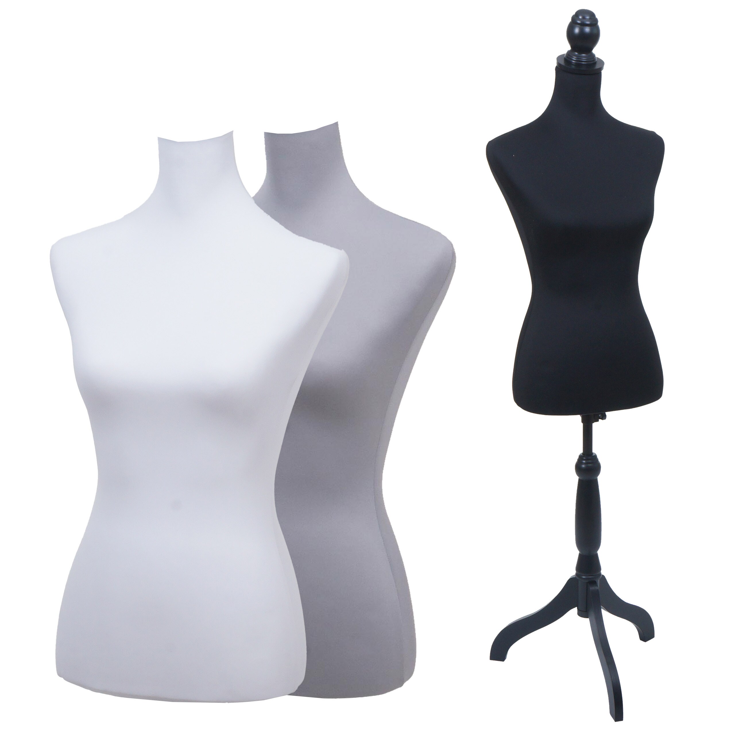 Schneiderpuppe mit 3 Bez&uuml;gen MCW-Q24, Schaufensterpuppe Torso weiblich, Schaumstoff, abnehmbarer Bezug, MVG-zertifiziert - Bild 1