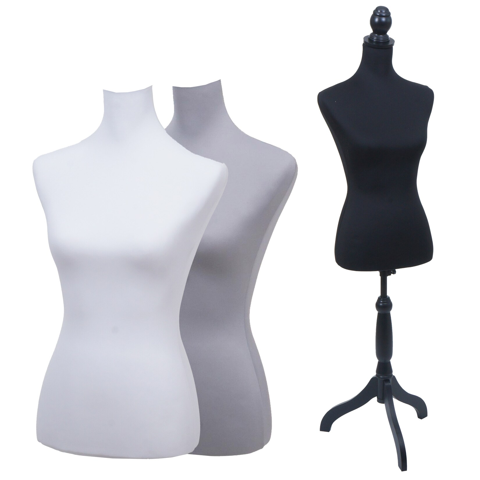 Schneiderpuppe mit 3 Bezügen MCW-Q24, Schaufensterpuppe Torso weiblich, Schaumstoff, abnehmbarer Bezug, MVG-zertifiziert
