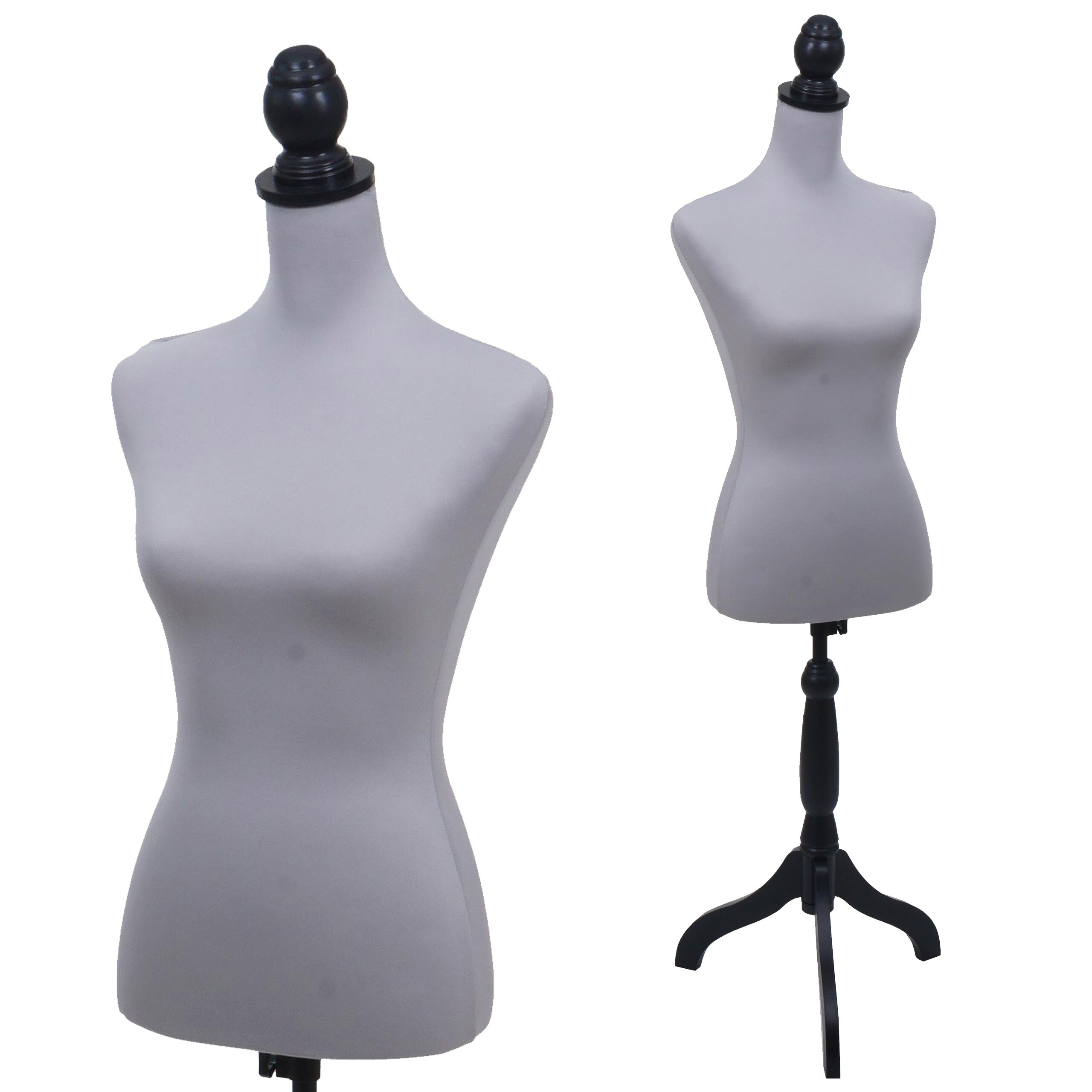Schneiderpuppe MCW-Q24, Schaufensterpuppe Torso weiblich, Schaumstoff, abnehmbarer Bezug, MVG-zertifiziert ~ grau - Bild 1