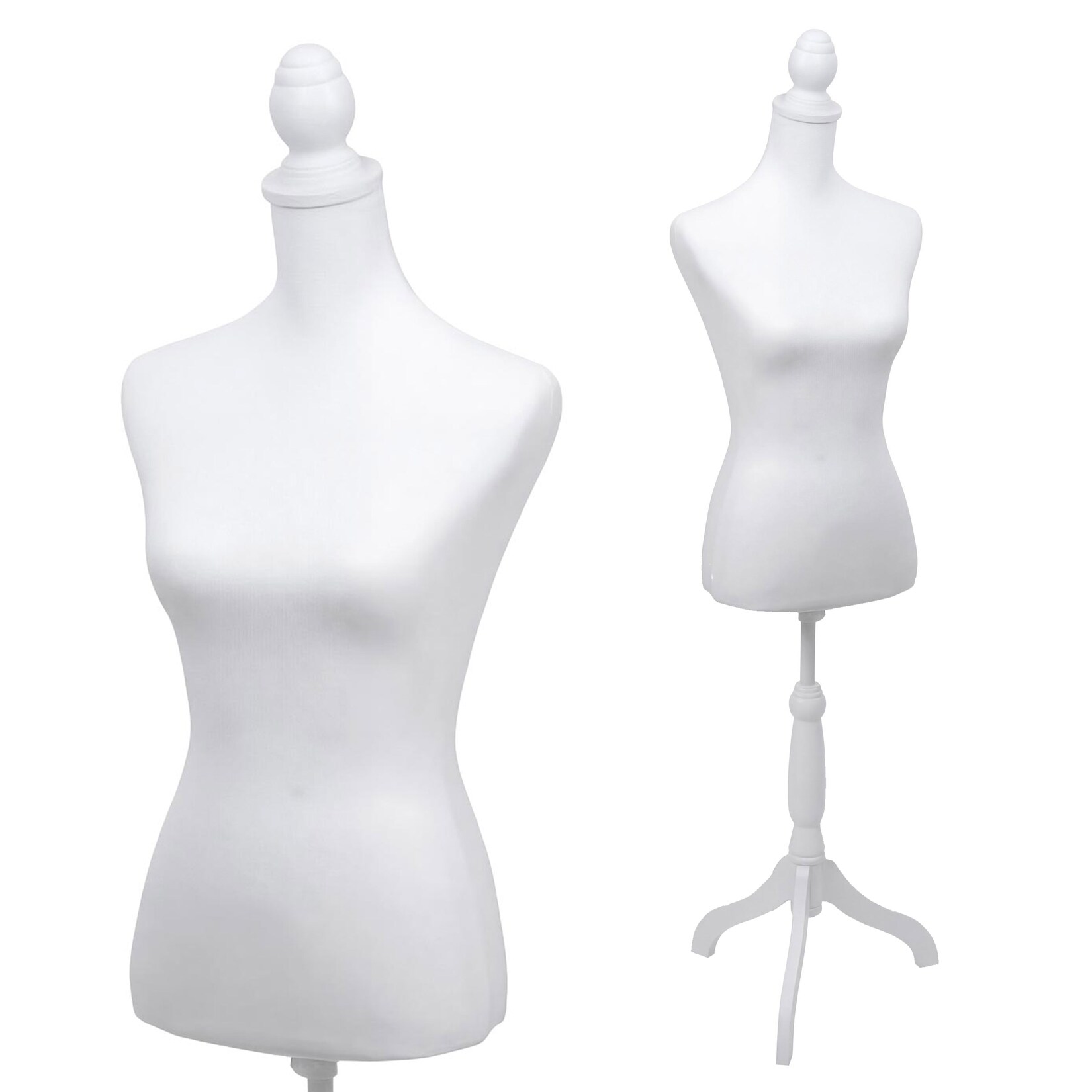 Schneiderpuppe MCW-Q24, Schaufensterpuppe Torso weiblich, Schaumstoff, abnehmbarer Bezug, MVG-zertifiziert ~ weiß