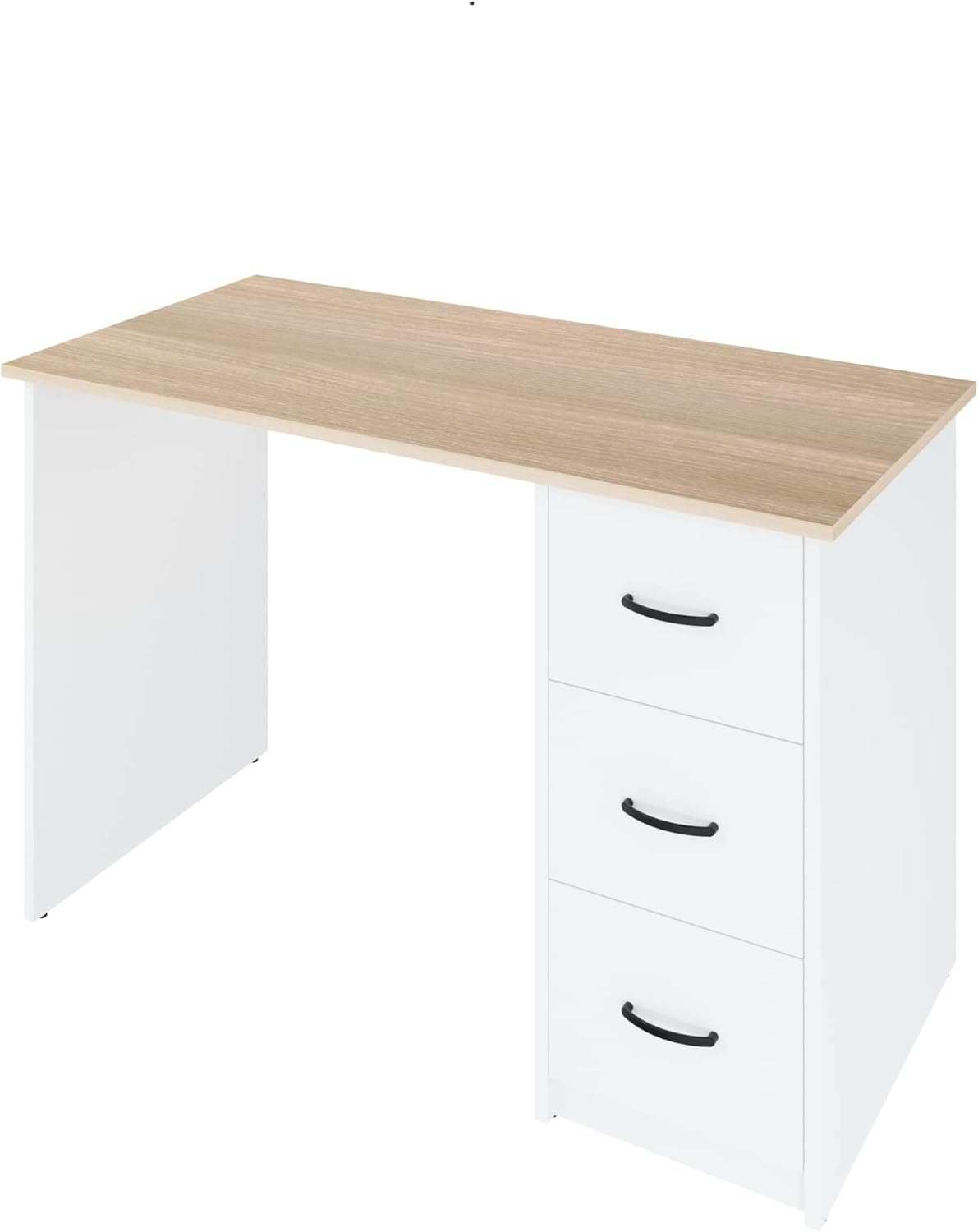 Letti Moderni B&uuml;rotisch Aure 110x72 cm in Eiche Wei&szlig; &ndash; moderner Schreibtisch - Bild 1