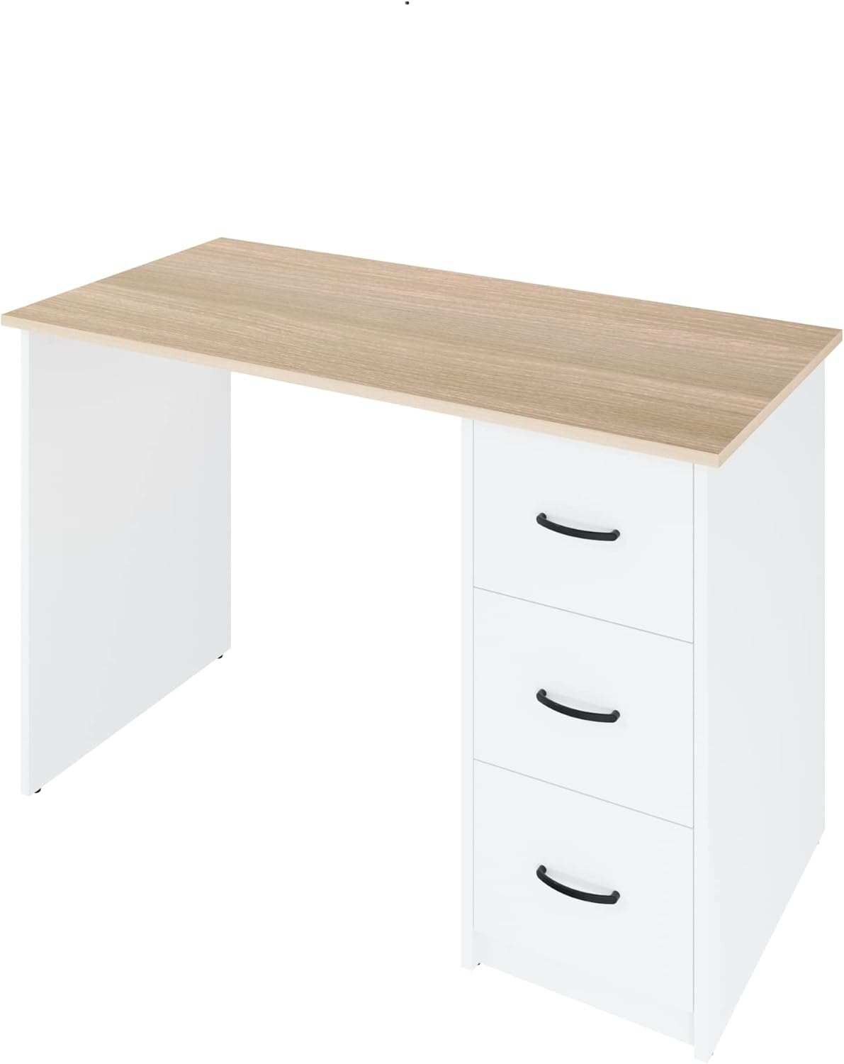 Letti Moderni Bürotisch Aure 110x72 cm in Eiche Weiß – moderner Schreibtisch