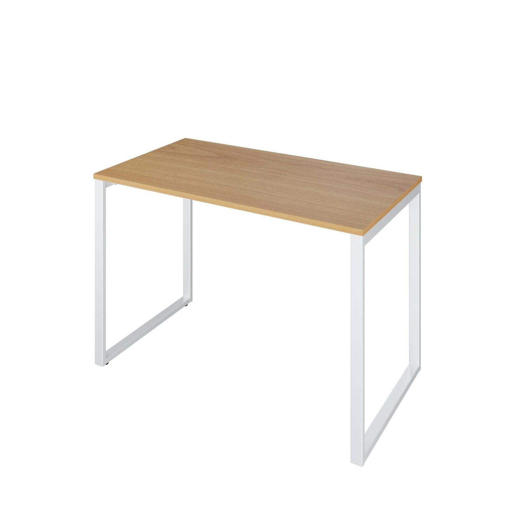 Letti Moderni Schreibtisch Fulda 110x60 cm – Weiß mit Kirsche Schoko Dekor