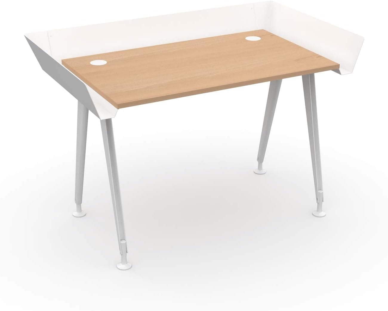 Letti Moderni Schreibtisch Tern 100x72 cm &ndash; Wei&szlig; mit Buche Dekor - Bild 1