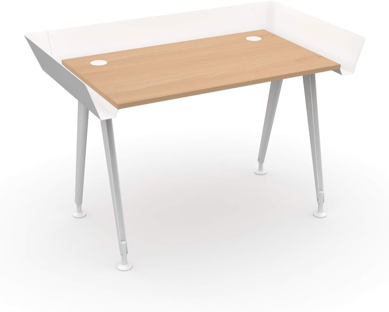 Letti Moderni Schreibtisch Tern 100x72 cm – Weiß mit Buche Dekor