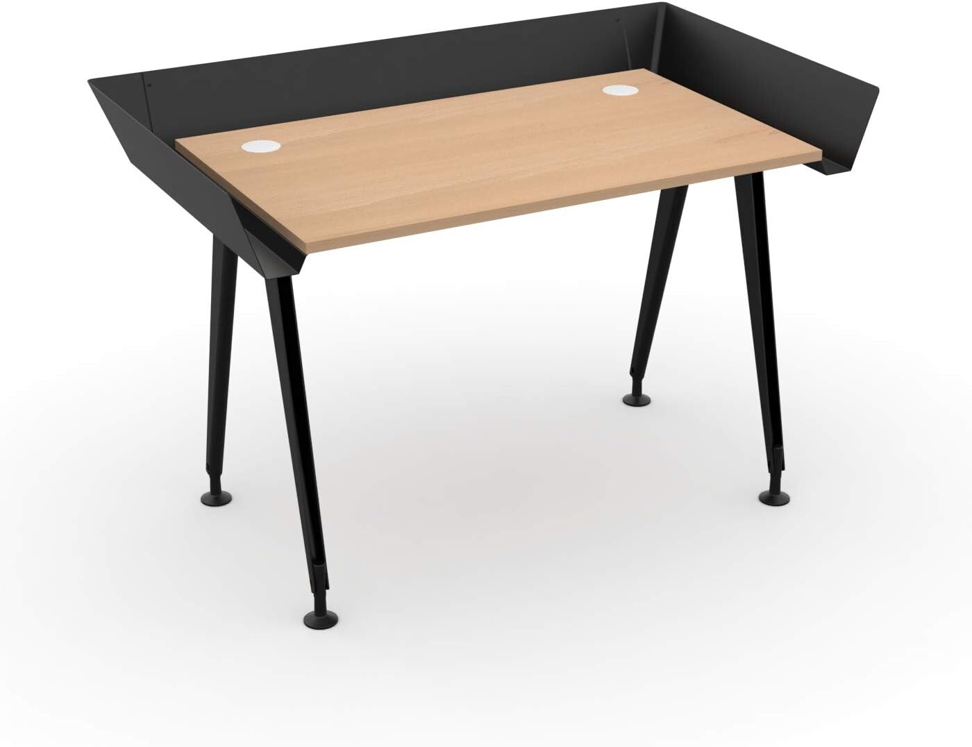 Letti Moderni Schreibtisch Tern 100x72 cm – Schwarz mit Buche Dekor