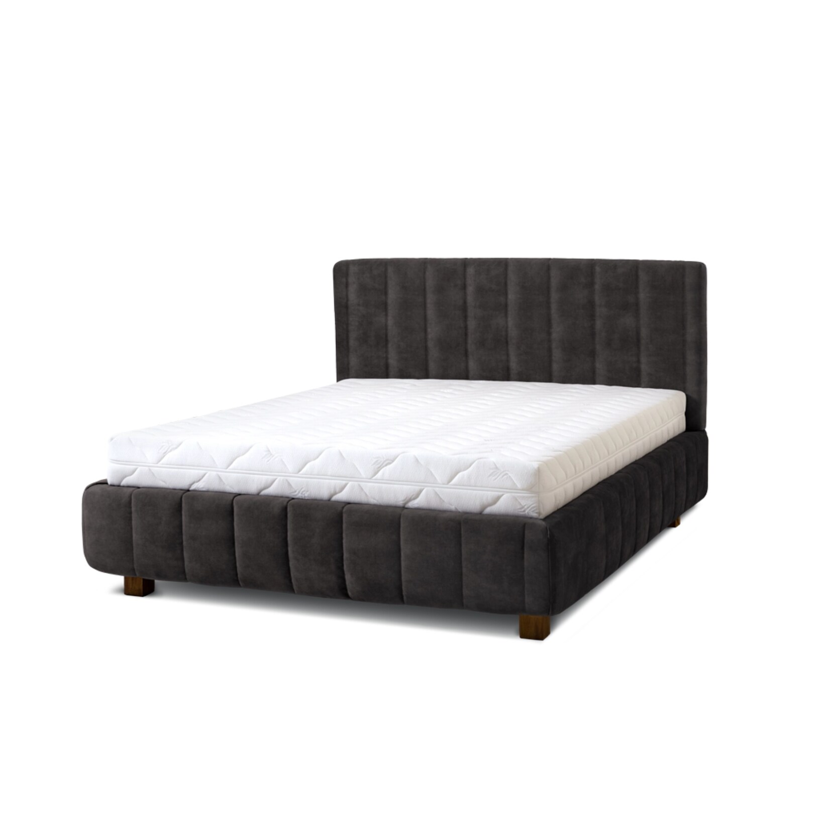 Letti Moderni Polsterbett Calma 180x200 in Plüsch Anthracite