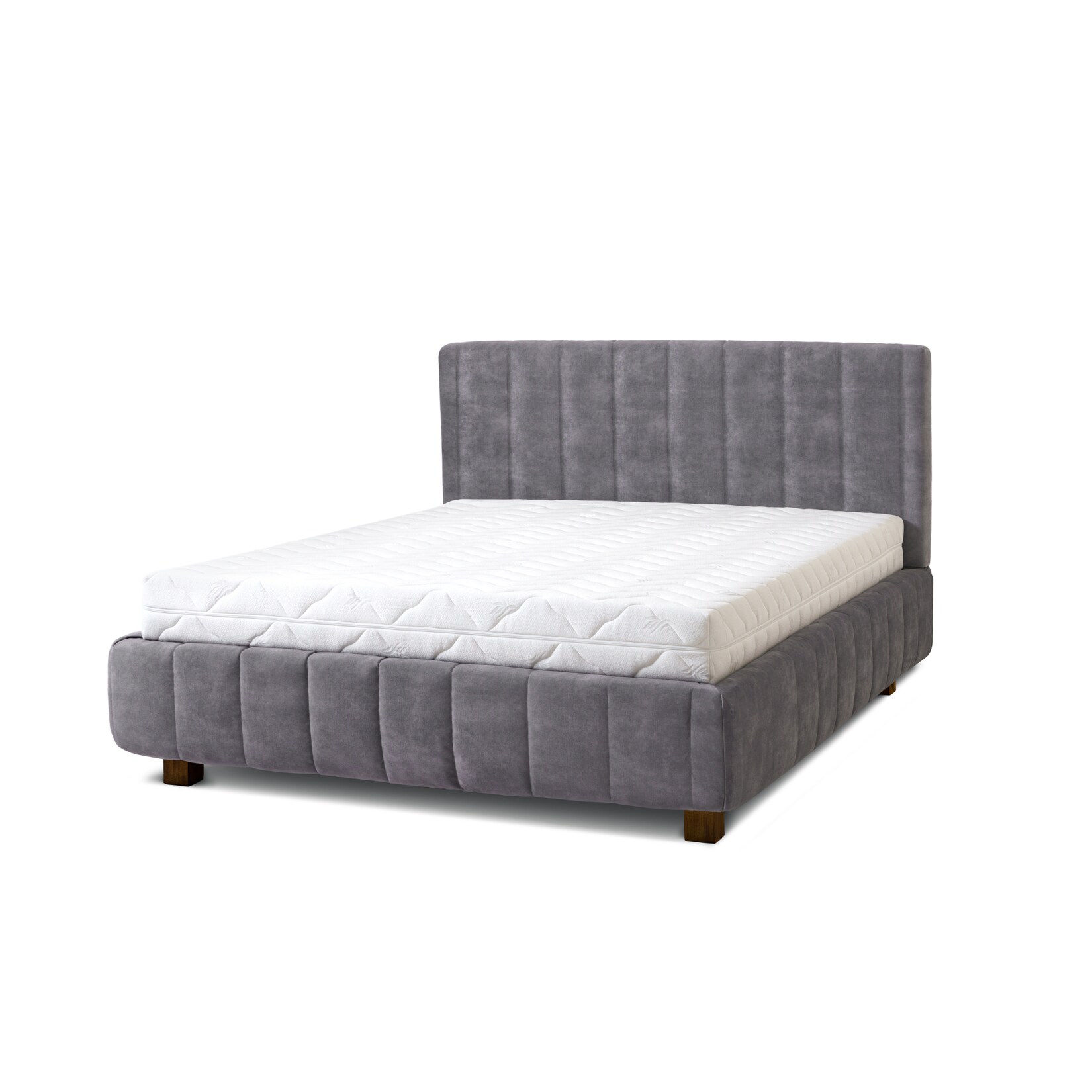 Letti Moderni Polsterbett Calma 160x200 in Plüsch Ash Warm Gray