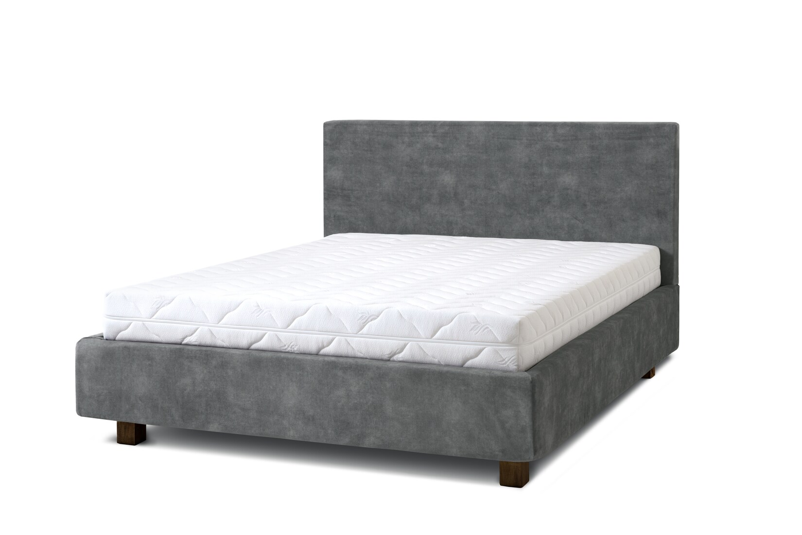Letti Moderni Polsterbett Puro 180x200 in Plüsch Cement Green Gray