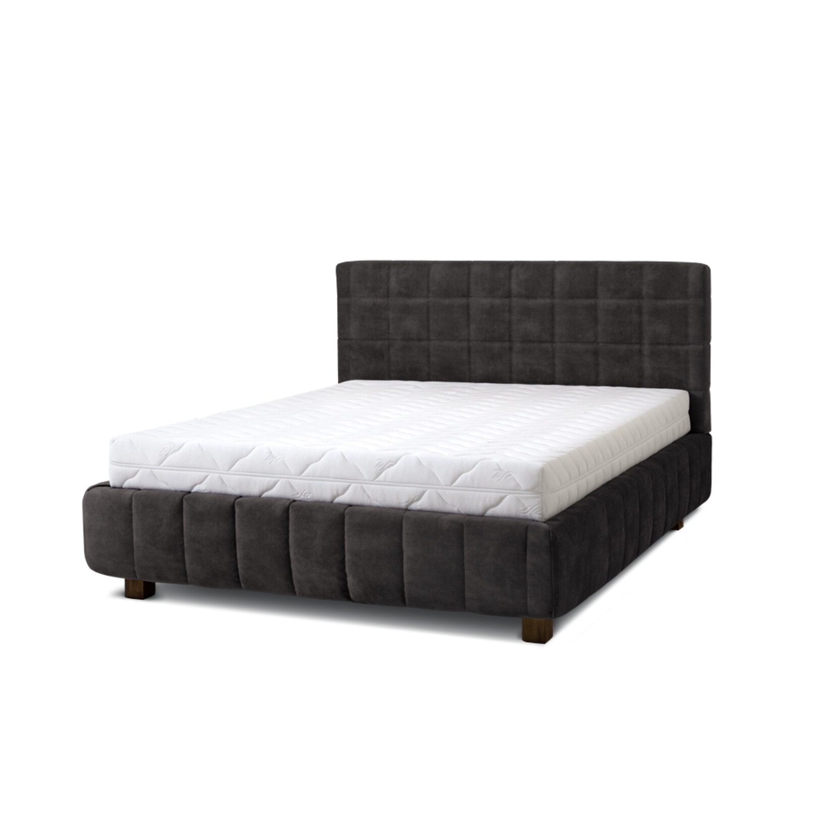 Letti Moderni Polsterbett Quadro 180x200 in Plüsch Anthracite