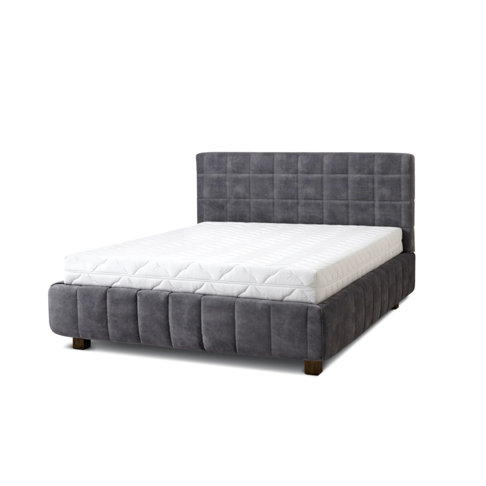 Letti Moderni Polsterbett Quadro 180x200 in Plüsch Ash Warm Gray