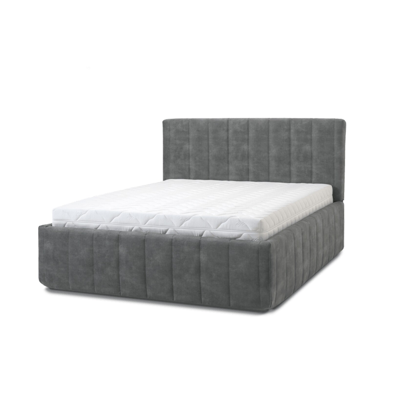 Letti Moderni Polsterbett Calma Grande 180x200 in Plüsch Cement Green Gray