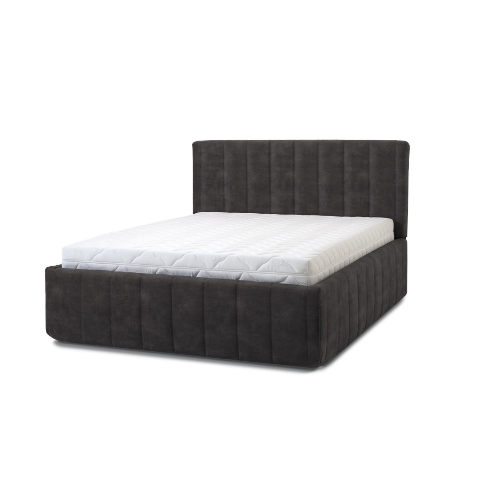 Letti Moderni Polsterbett Calma Grande 180x200 in Plüsch Anthracite