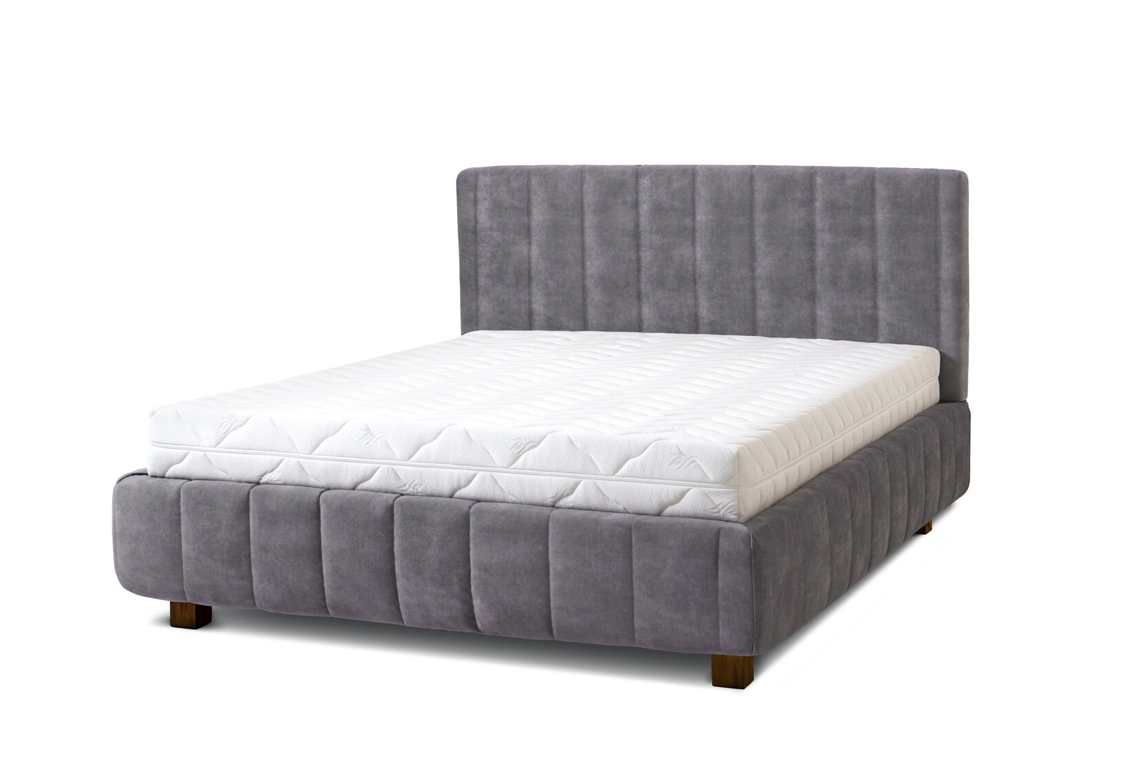 Letti Moderni Polsterbett Calma Grande 160x200 in Plüsch Ash Warm Gray