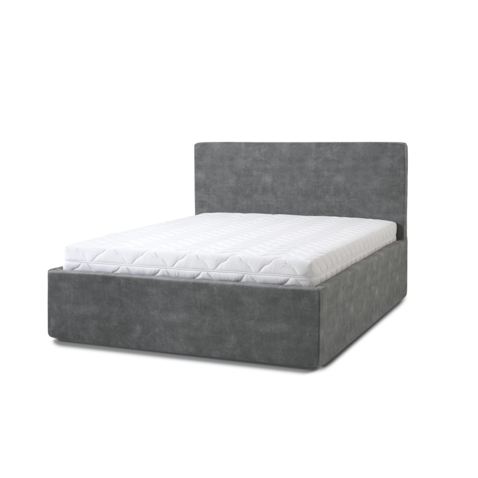 Letti Moderni Polsterbett Puro Grande 160x200 in Plüsch Cement Green Gray