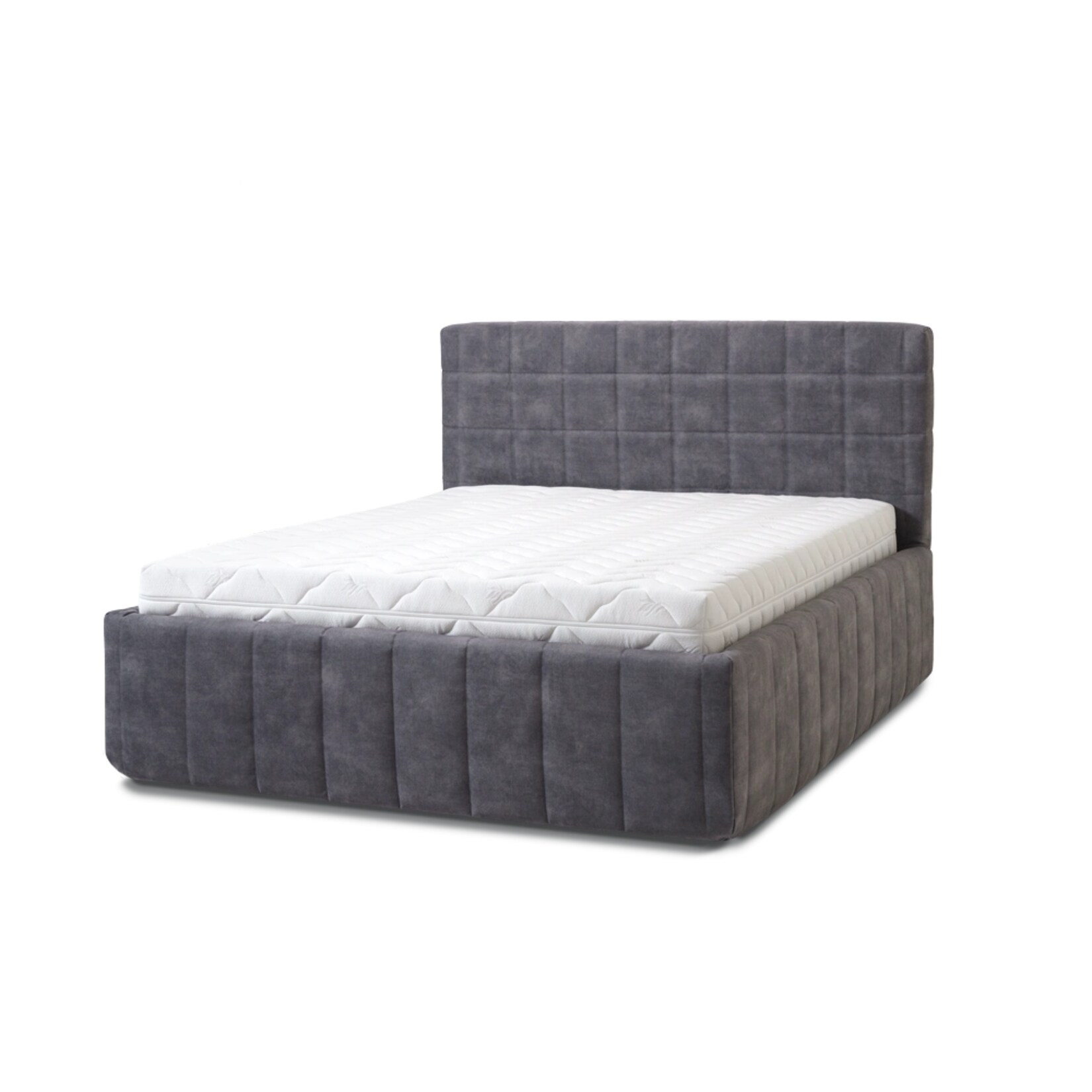 Letti Moderni Polsterbett Quadro Grande 180x200 in Plüsch Ash Warm Gray