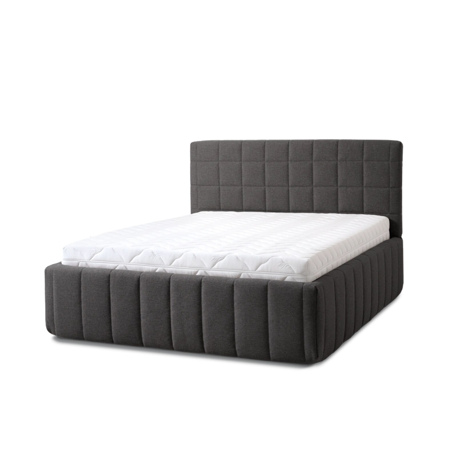 Letti Moderni Polsterbett Quadro Grande 180x200 in Siena Dark Gray