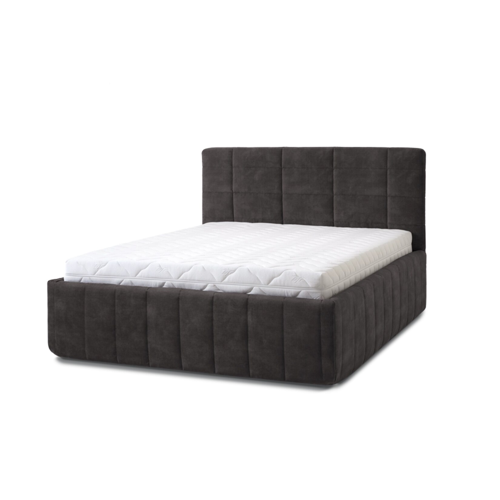 Letti Moderni Polsterbett Reta Grande 160x200 in Plüsch Anthracite