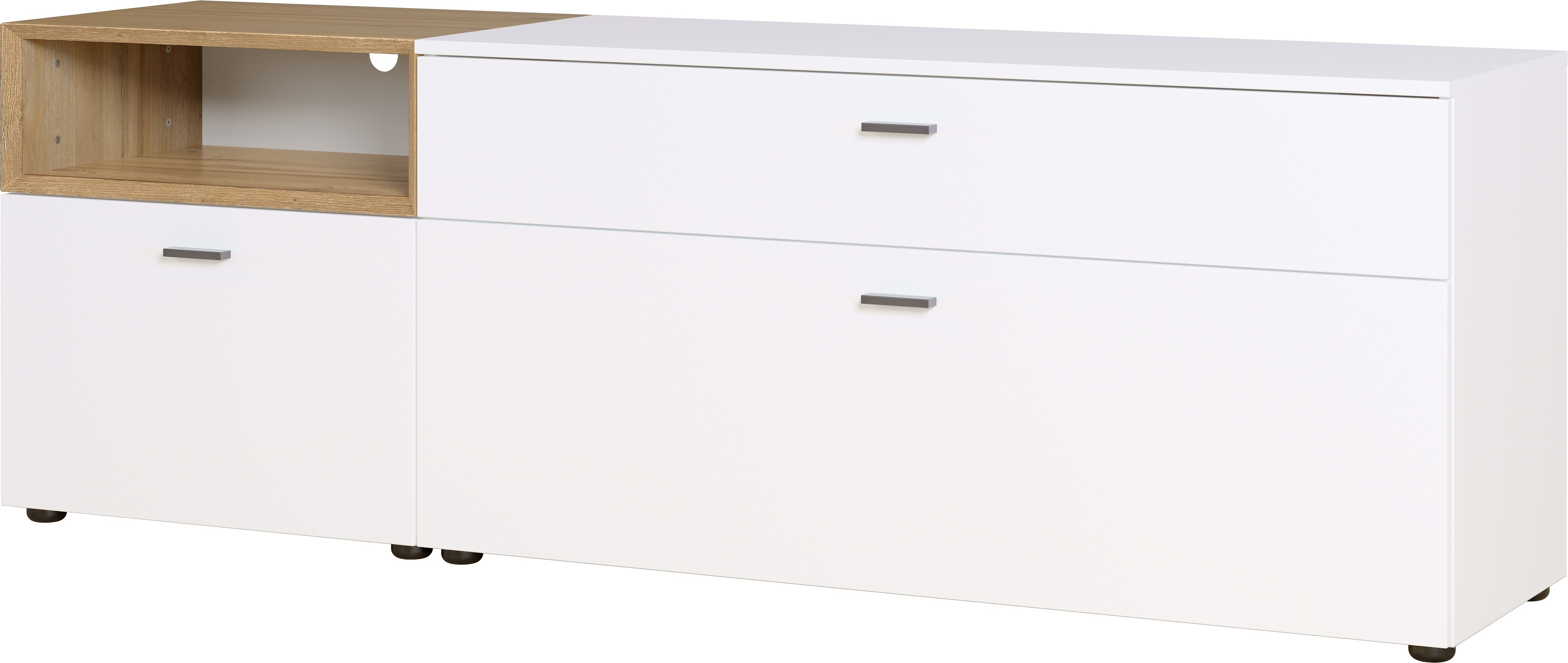 Germania Lowboard 2547-559 Coruna, in Wei&szlig;/Grandson-Eiche-Nb., mit Kabeldurchf&uuml;hrung, 168 x 57 x 41 cm (BxHxT) - Bild 1