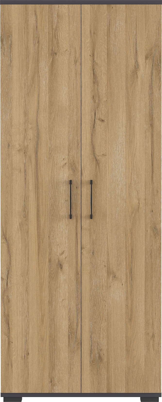 Germania Aktenschrank 4250-564 GW-Profi, in Graphit/Grandson-Eiche-Nb., mit Metallgriffen, 80 x 200 x 40 cm (BxHxT)