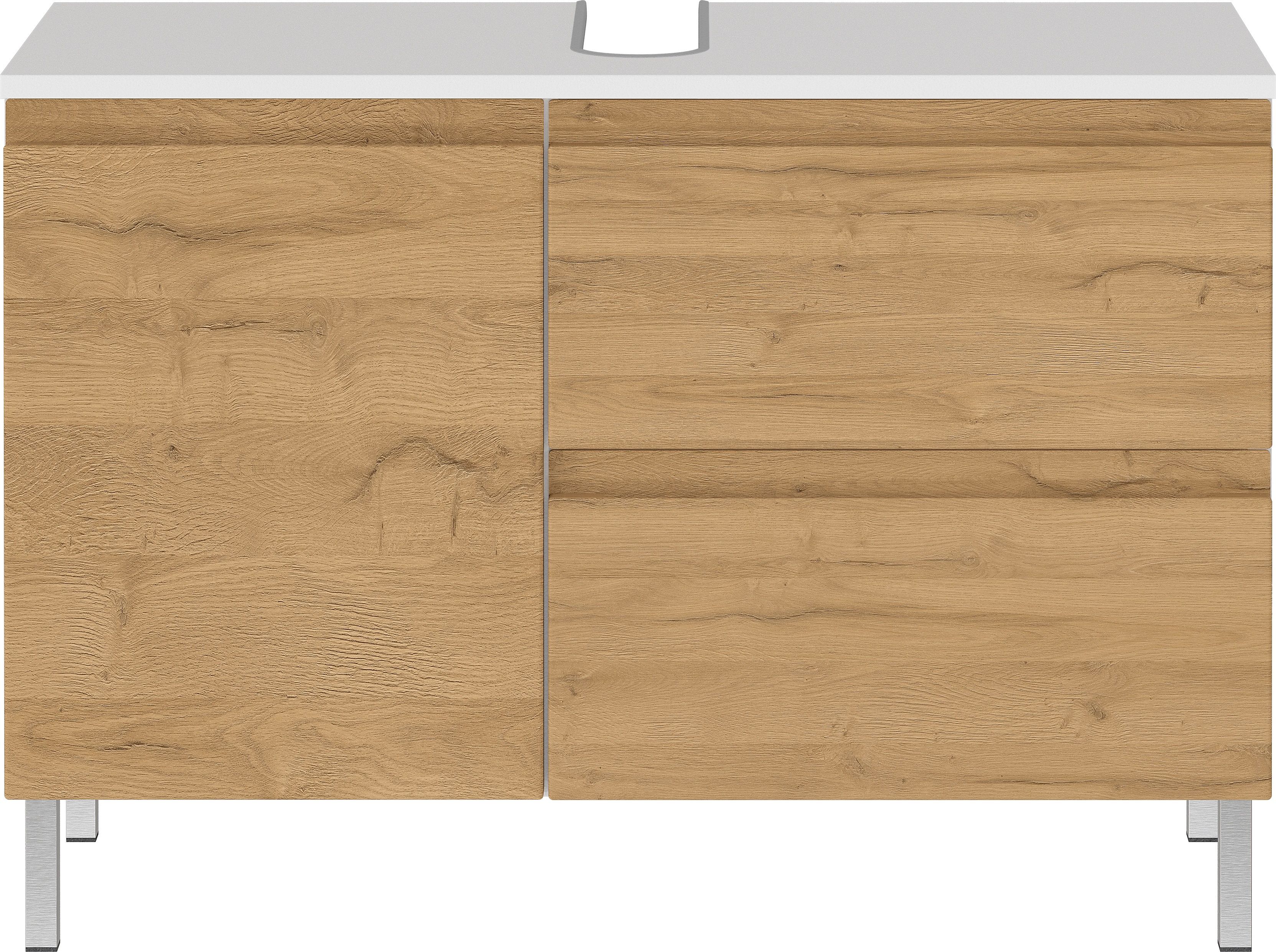 Germania Waschbecken-Unterschrank 4331-559 GW-Torrance, in Wei&szlig;/Eiche, mit Siphonausschnitt, 80 x 56 x 34 cm (BxHxT) - Bild 1