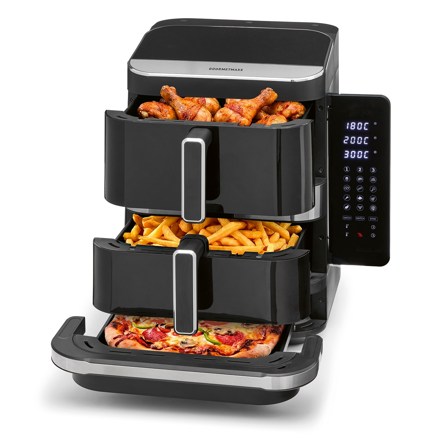 GOURMETmaxx Hei&szlig;luft-Fritteuse 2800W schwarz - Bild 1