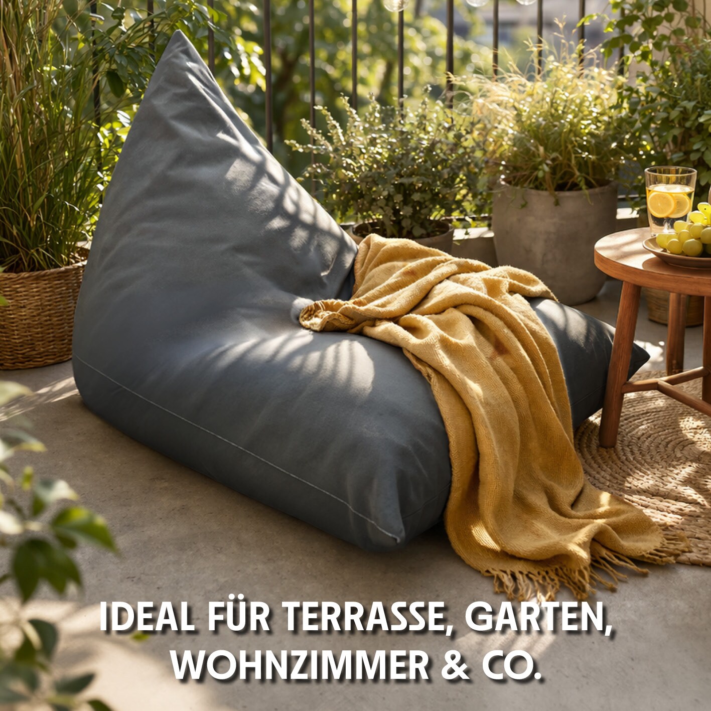 URBANARA Sitzsack 320l grau Basic-Outdoor Triangle