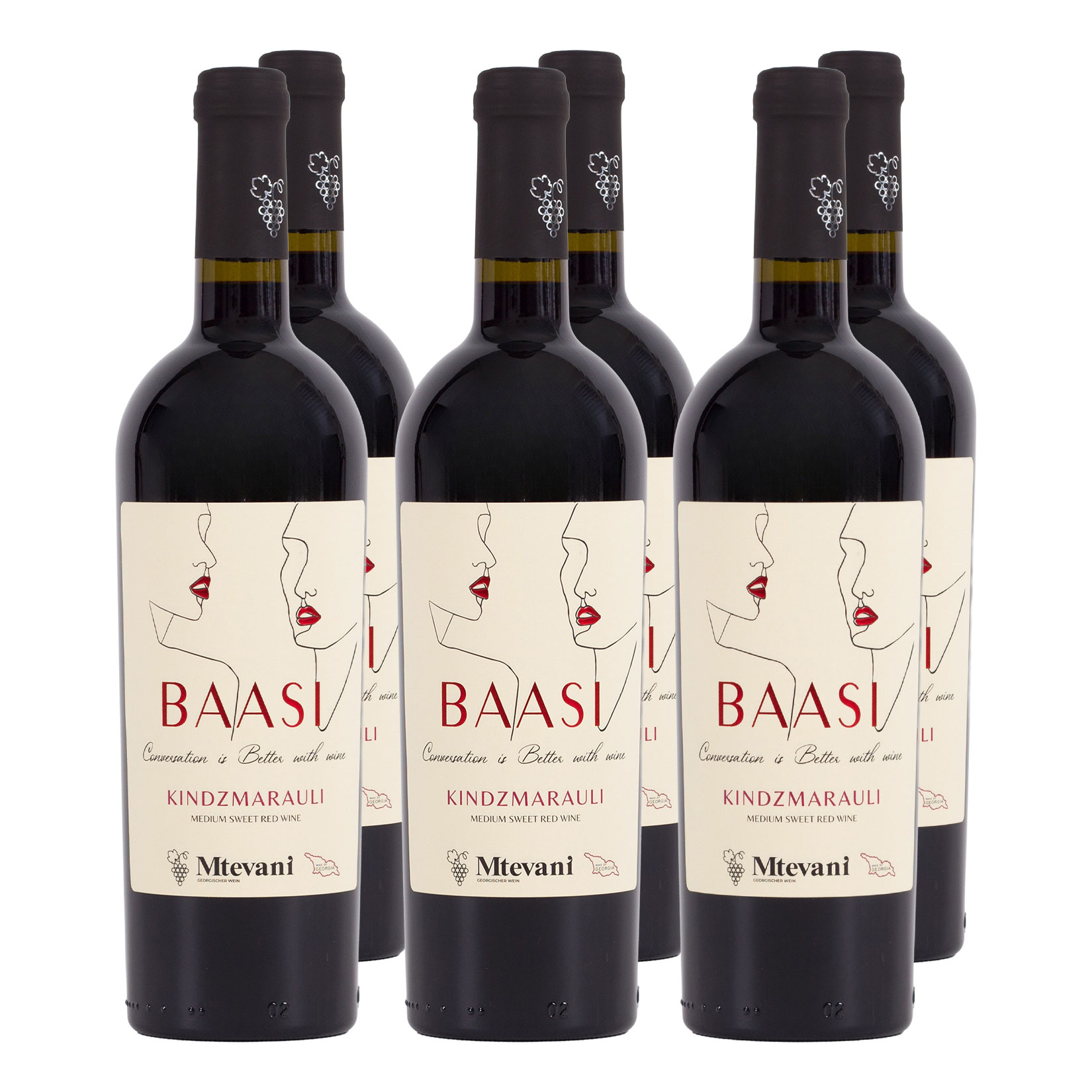 BAASI Kindzmarauli lieblicher Rotwein 11,5 % vol 6 x 0,75 Liter - Bild 1