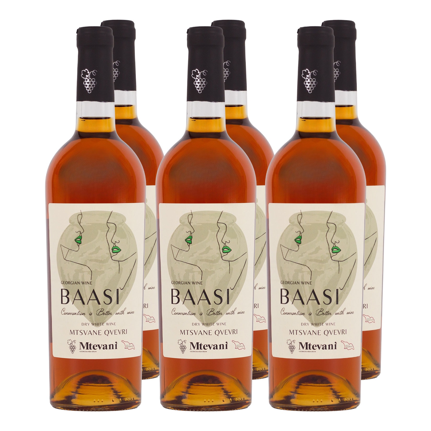 BAASI Mtsvane Qvevri Wei&szlig;wein trocken 13,5 % vol 6 x 0,75 Liter - Bild 1