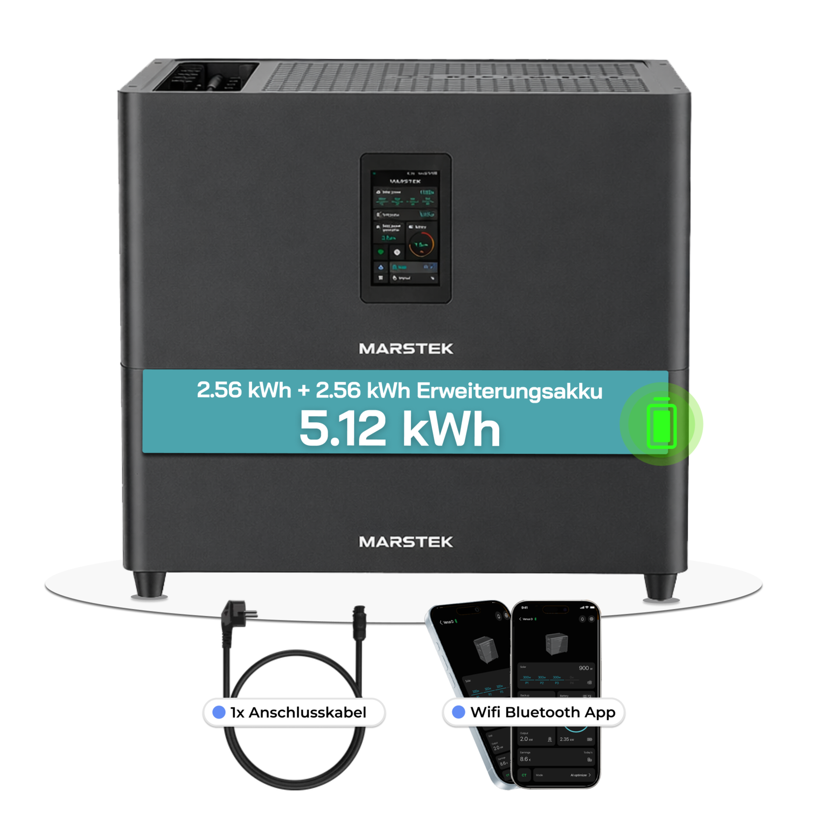 Speicher MARSTEK Jupiter C + Plus Solarspeicher 5,12-10,24 kWh LiFePO4 Solarakku für PV Systeme Balkonkraftwerk, IP65, 6000 Zyklen, WIFI und Bluetooth, Solar-Batterie