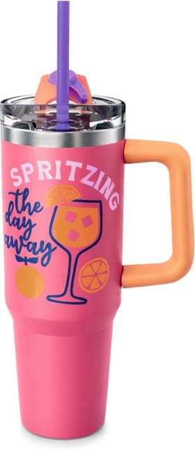 Kitchen Club Doppelwandiger Isolierbecher 1,2 L mit Strohalm spritz - Bild 1
