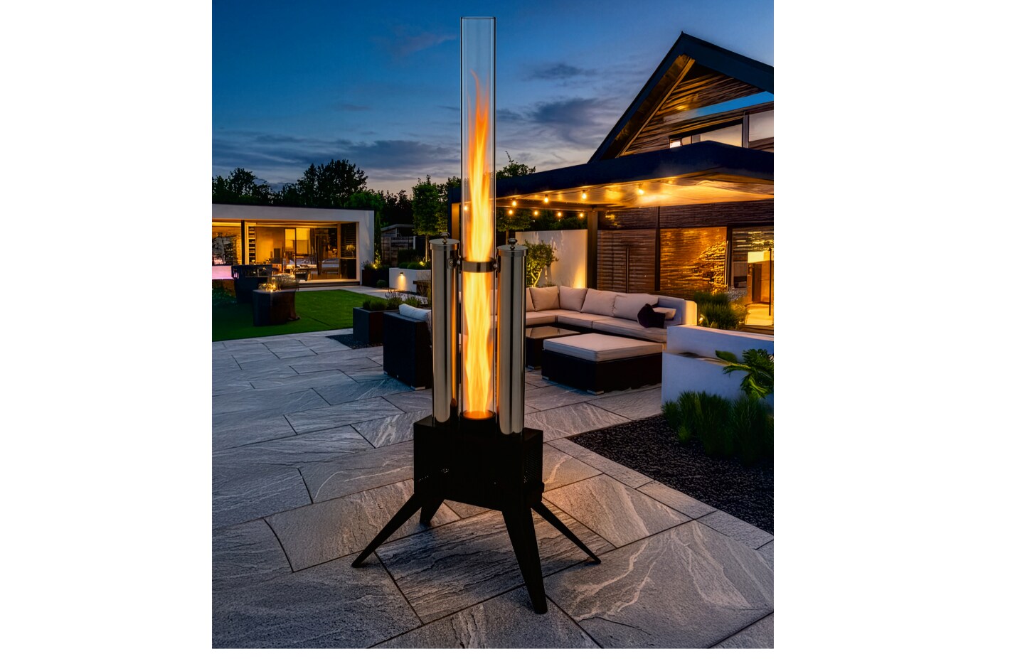 LANDMANN Pellet-Fackel 135cm schwarz/Edelstahl mit zwei Einf&uuml;llsch&auml;chten - Bild 1