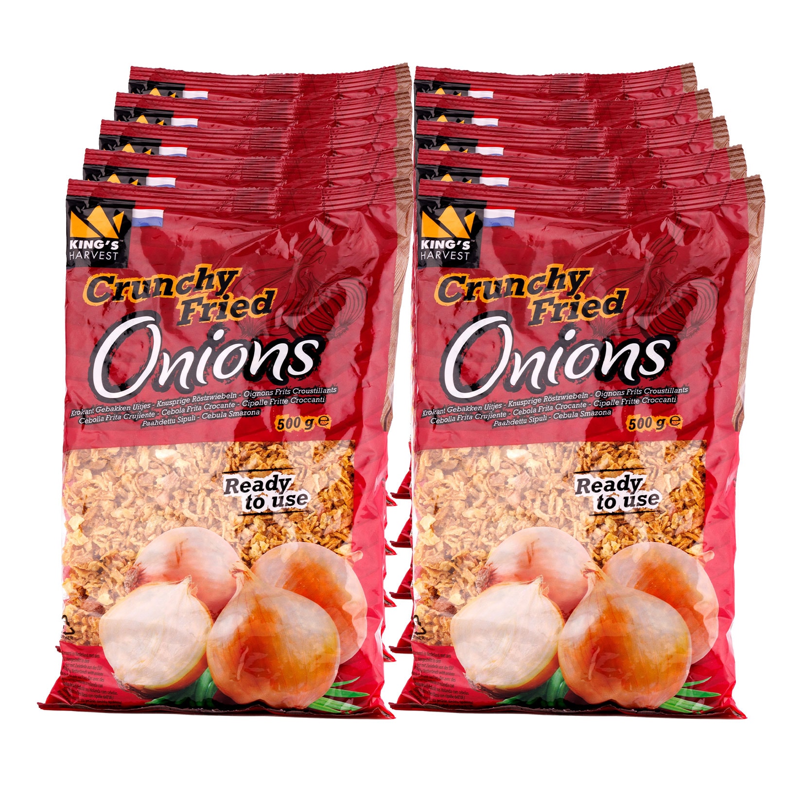 King&acute;s Harvest Crunchy Fried Onions R&ouml;stzwiebeln 500g, 10er Pack - Bild 1