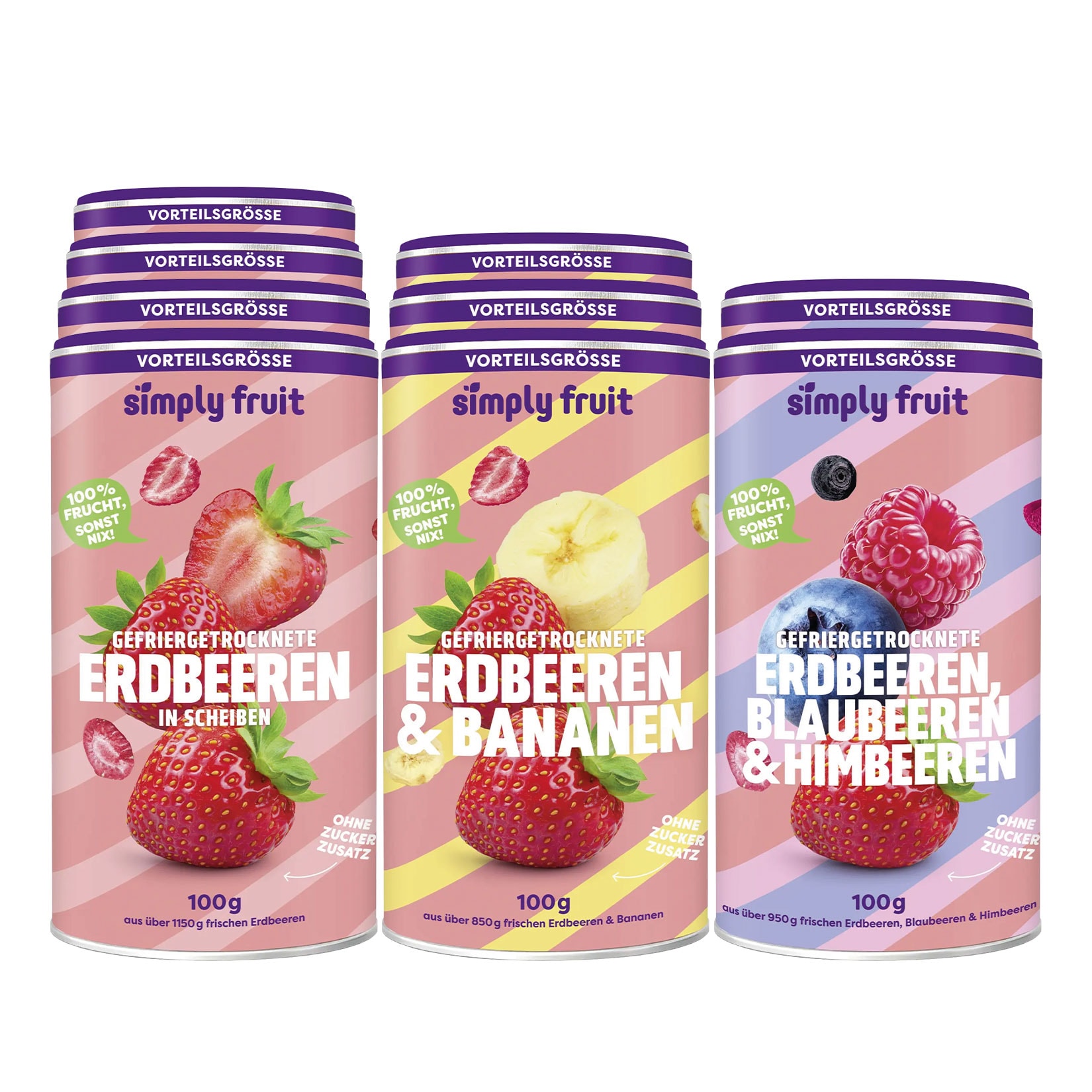 Simply Fruit gefriergetrocknete Fr&uuml;chte 100 g, verschiedene Sorten, 9er Pack - Bild 1