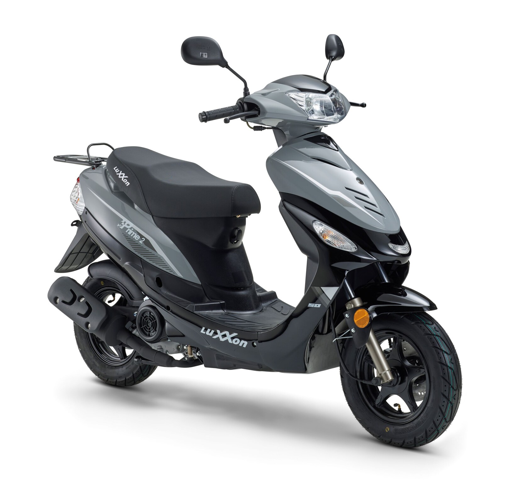 LuXXon Motorroller Prime 2, 50 ccm, 45 km/h, Euro 5, 10 Zoll, Automatik, Benzinbetrieben, 1 Zylinder, 4-Takt, grau
