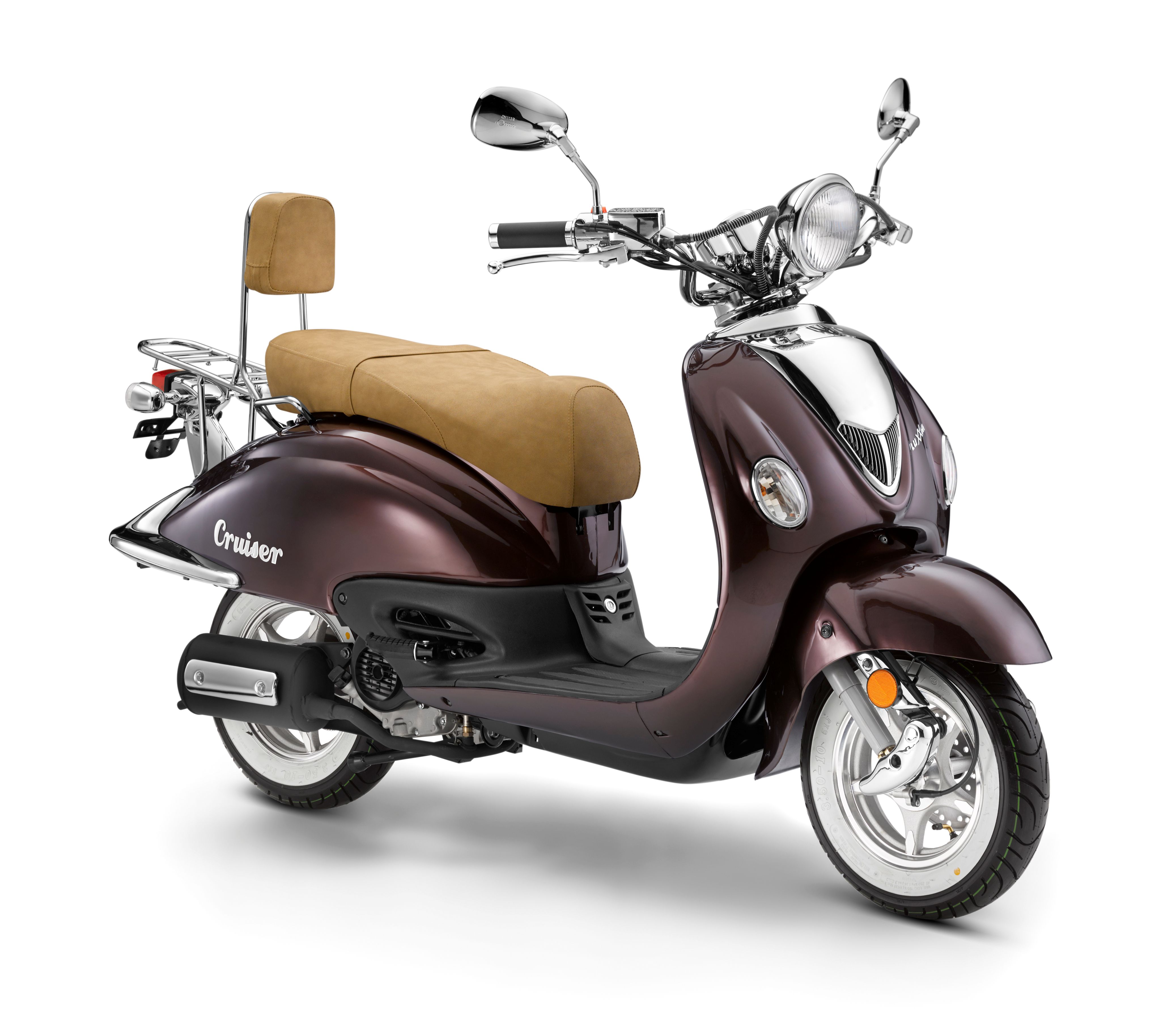 LuXXon Motorroller Cruiser - Retro City Roller Vintage mit 50 ccm - 3 PS f&uuml;r max. 45 kmh, E5, coffee - Bild 1