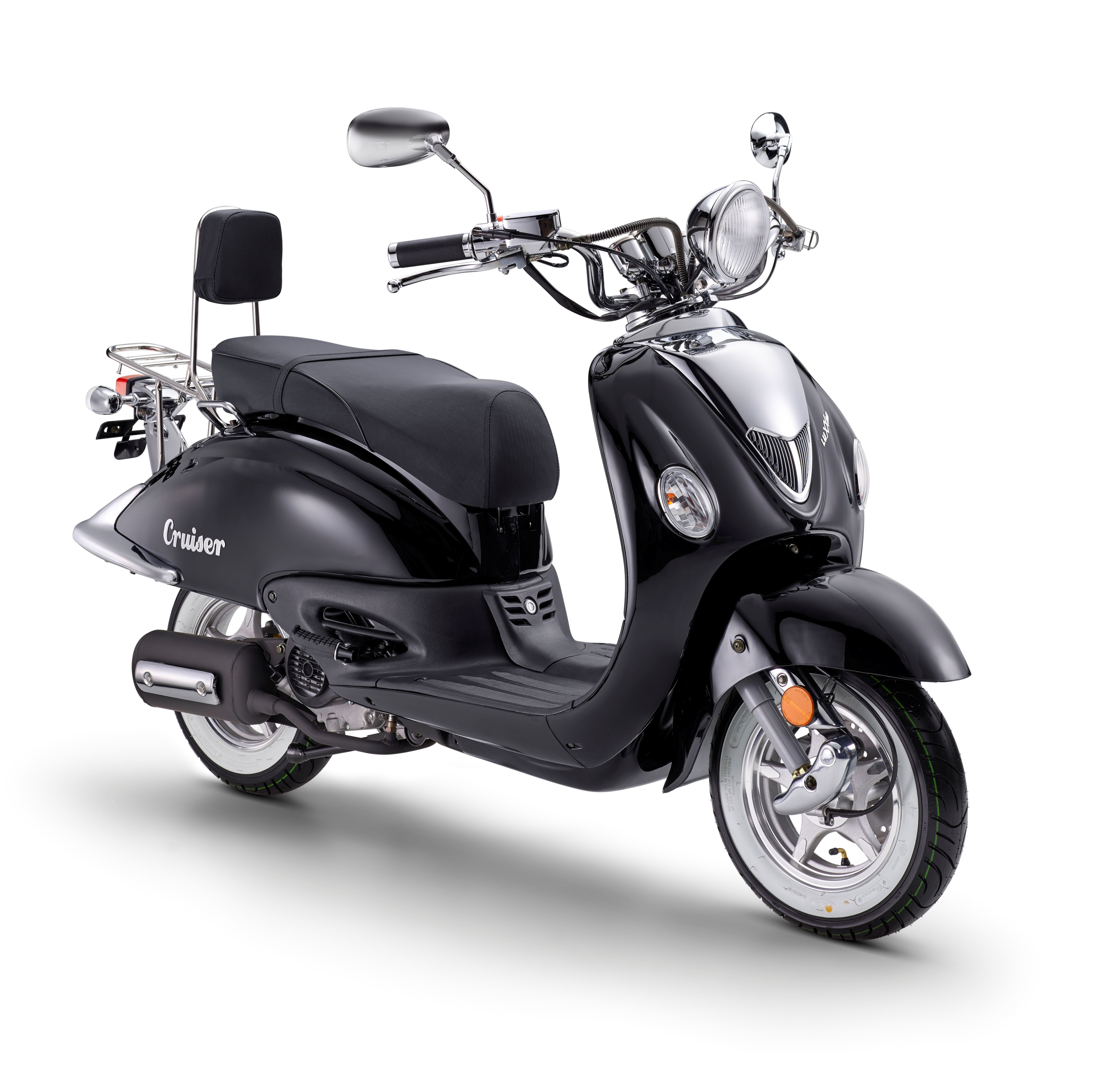 LuXXon Motorroller Cruiser - Retro City Roller Vintage mit 50 ccm - 3 PS f&uuml;r max. 45 kmh, E5, schwarz - Bild 1